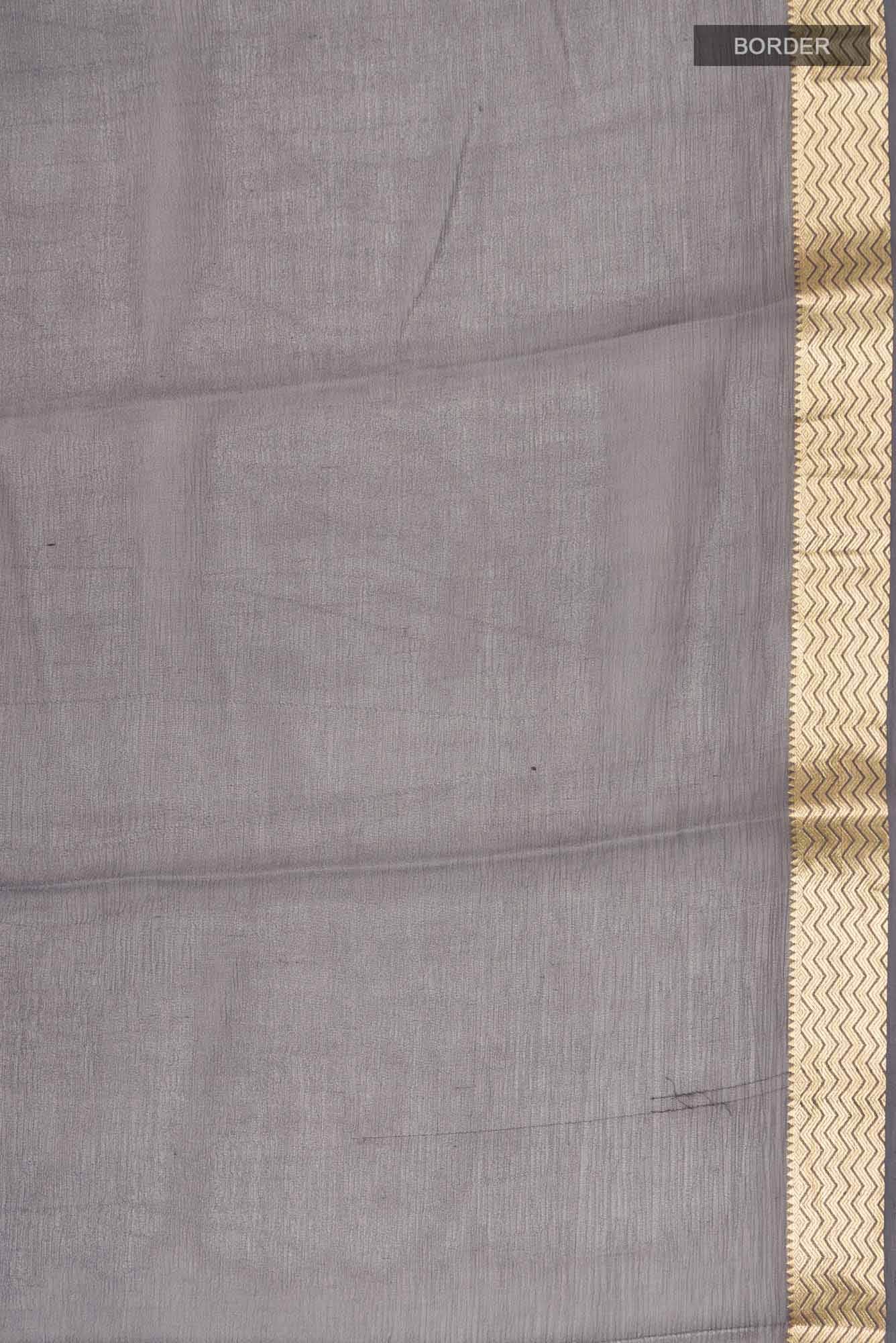 Grey Mysore Chiffon Saree - Image 4