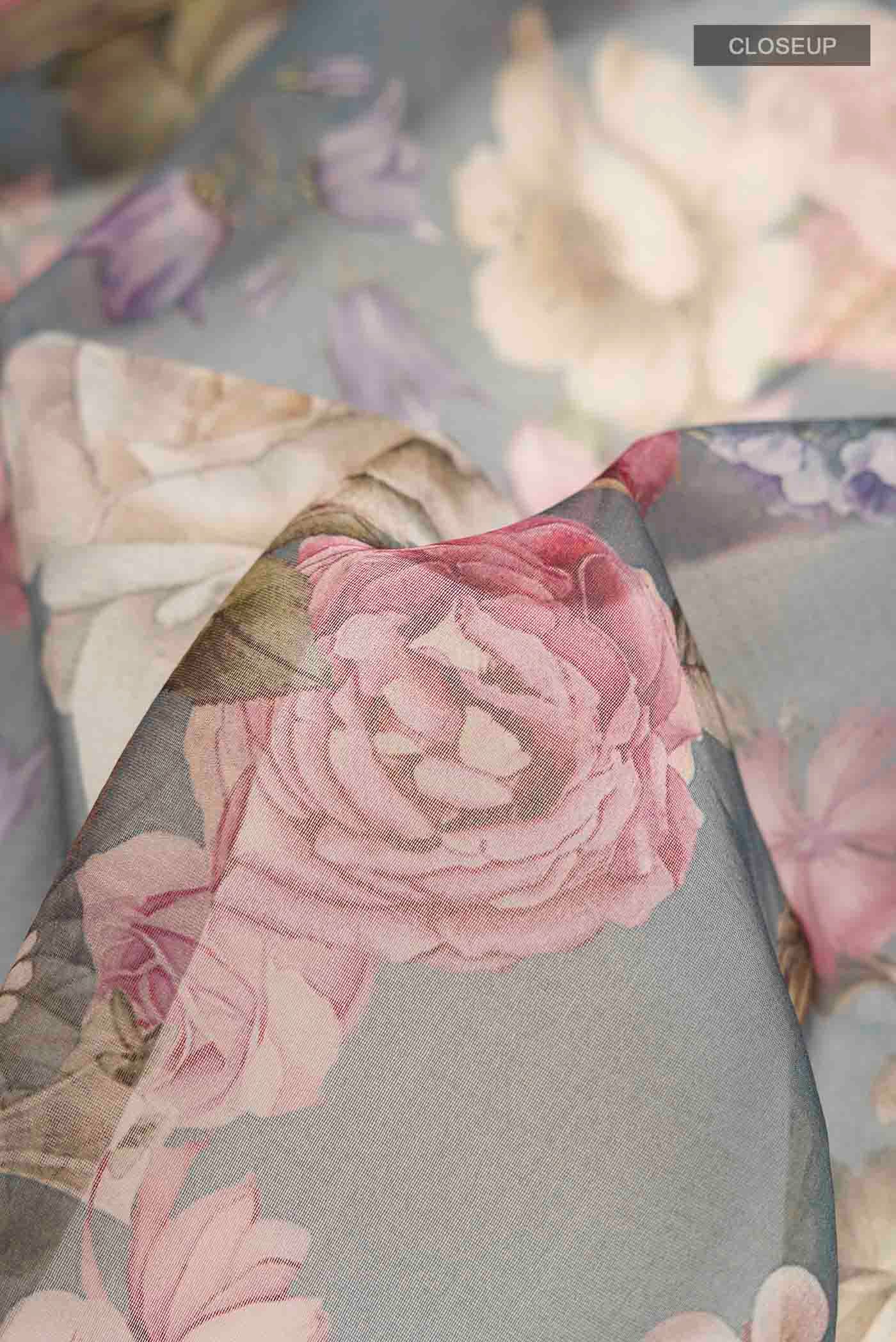 Grey Organza Silk Saree - Image 2
