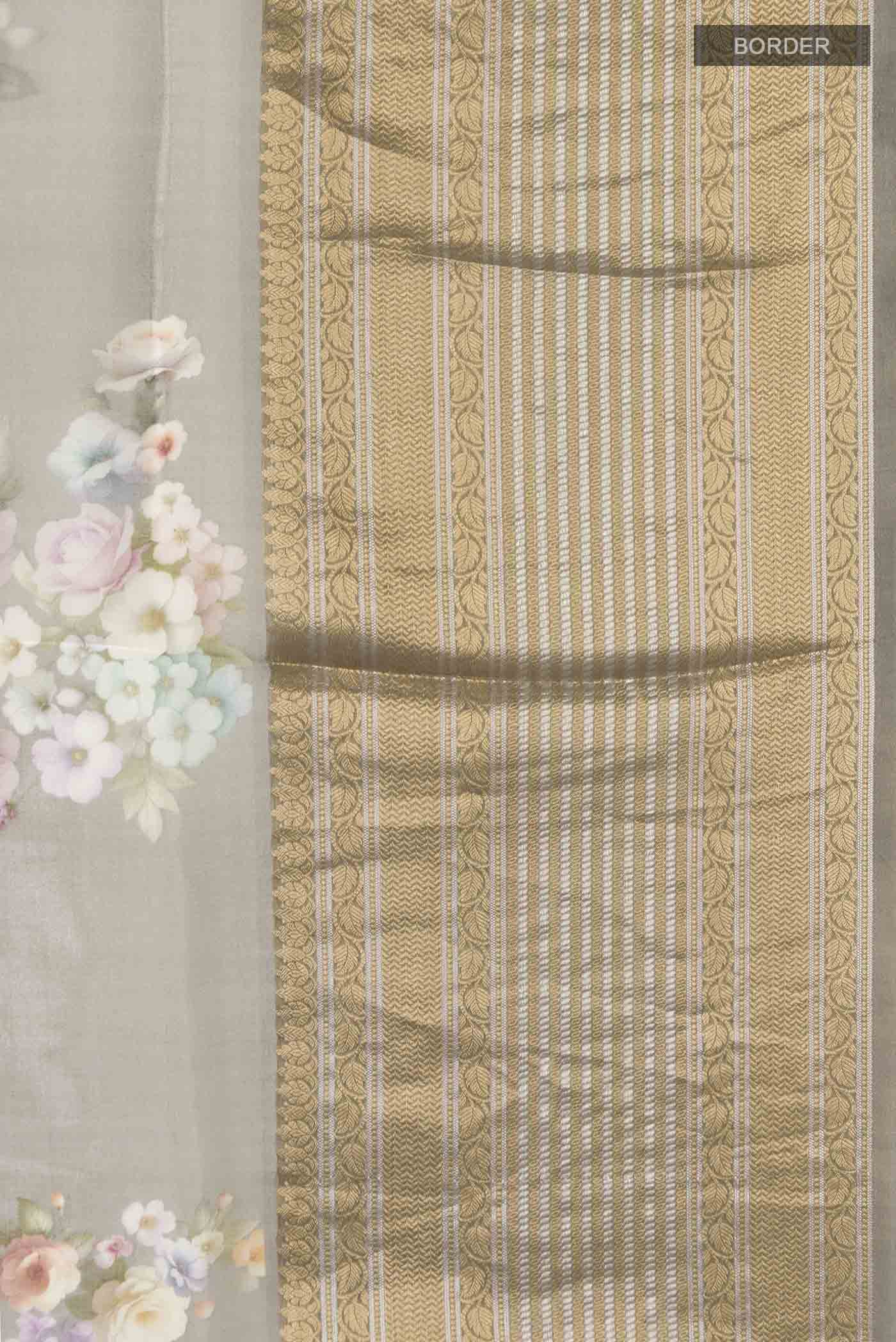 Grey Organza Silk Saree - Image 3