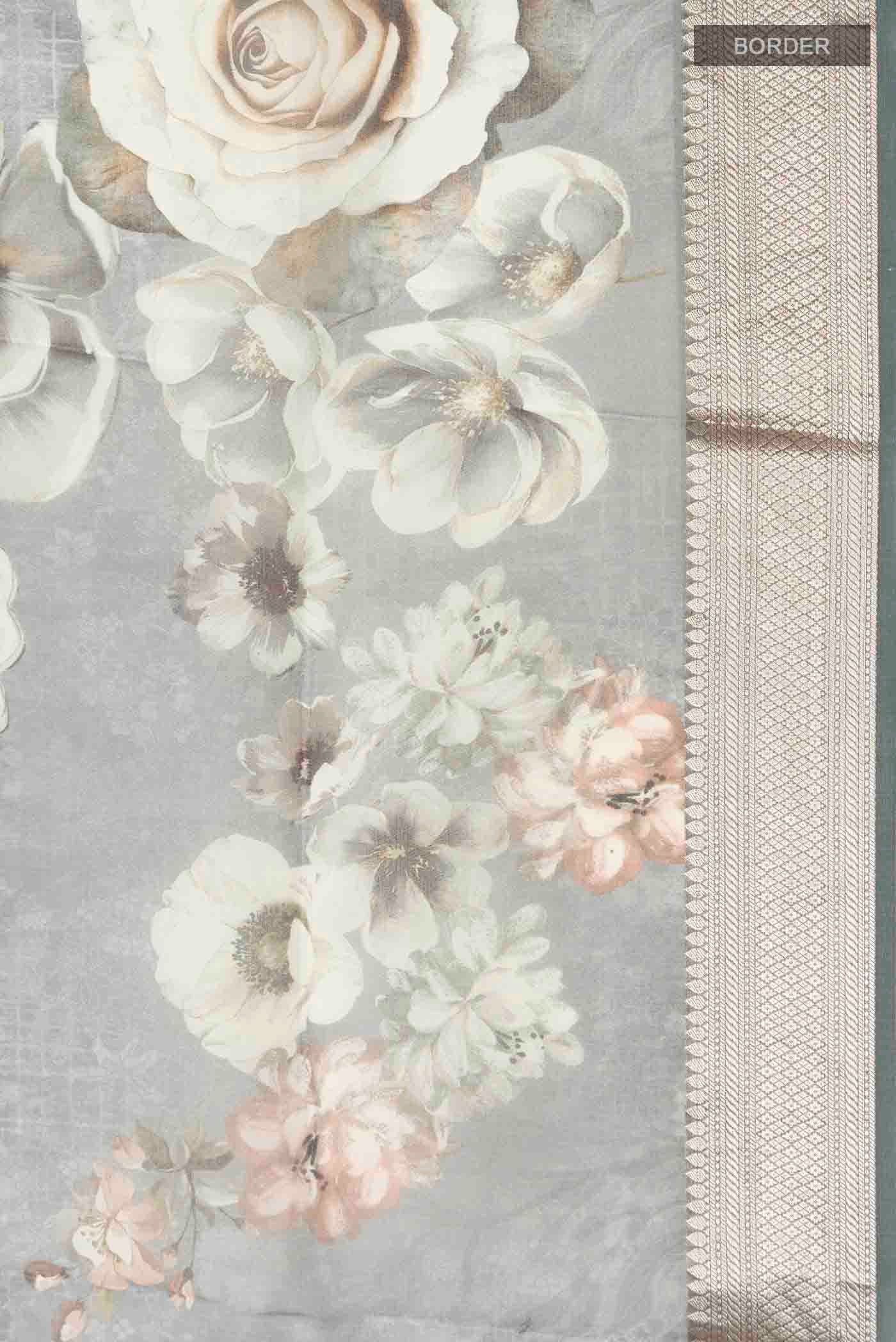 Grey Organza Silk Saree - Image 3
