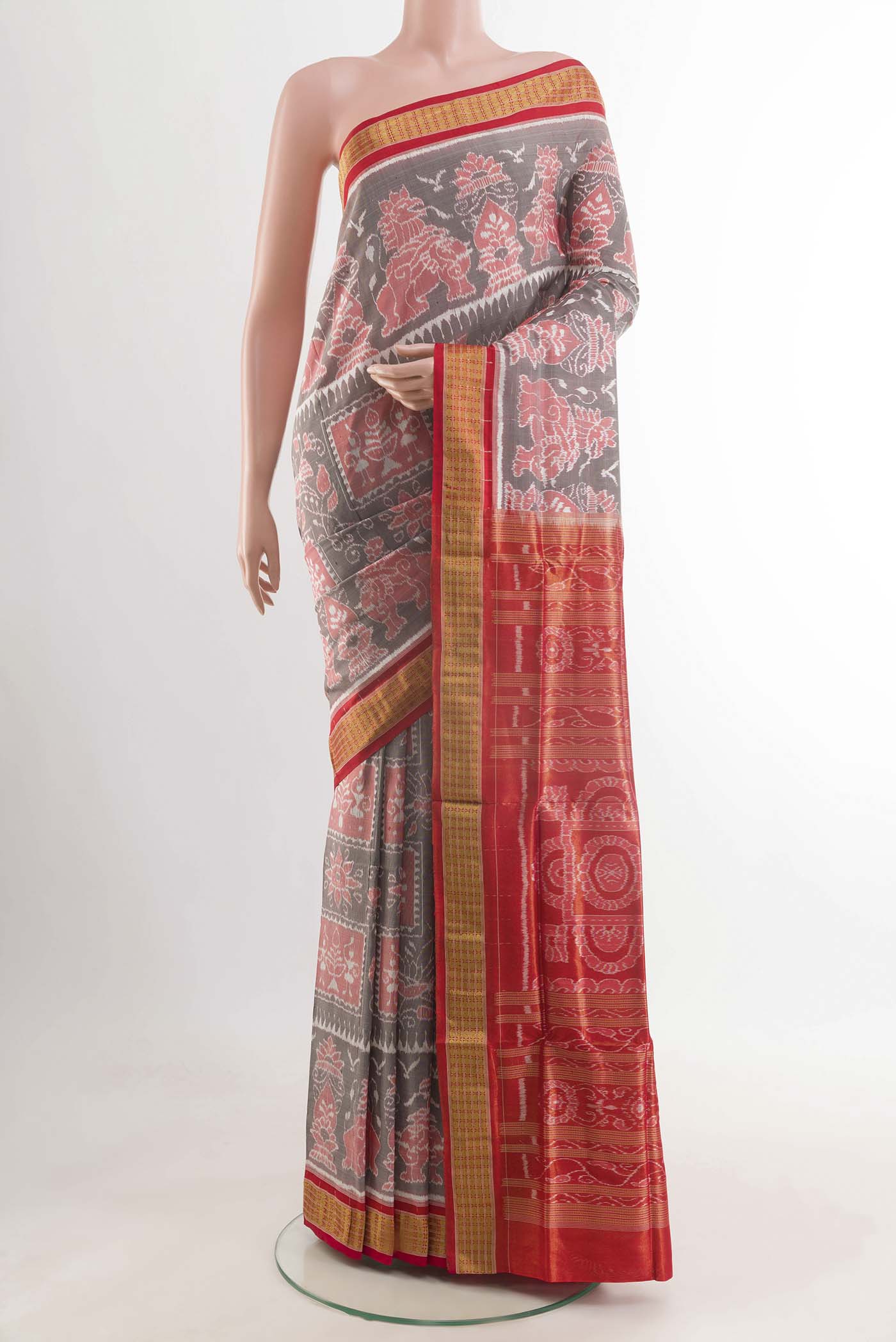 Grey Orissa Silk Saree