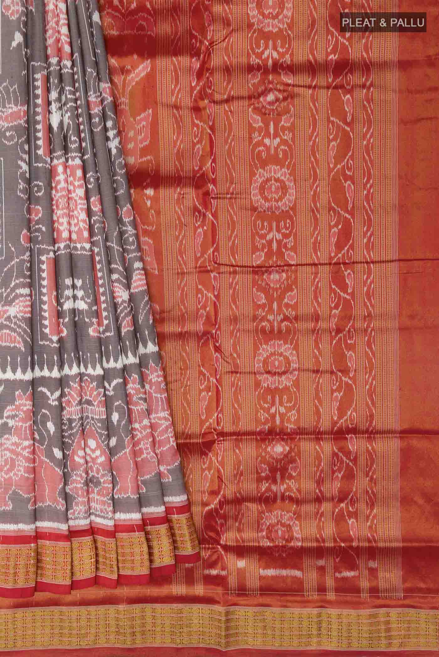 Grey Orissa Silk Saree - Image 4