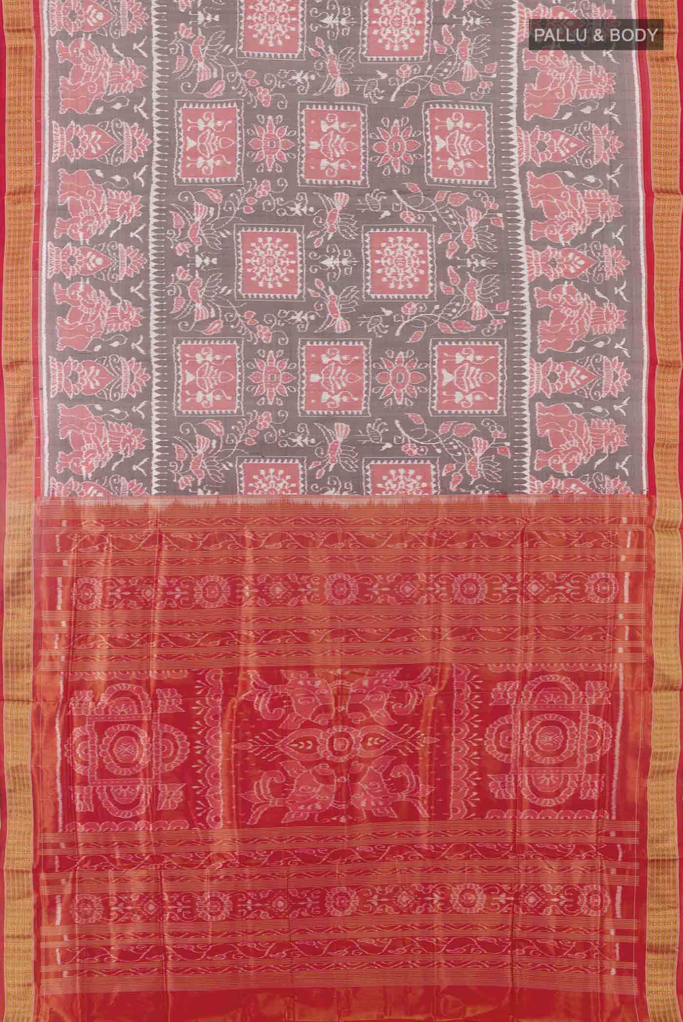 Grey Orissa Silk Saree - Image 6