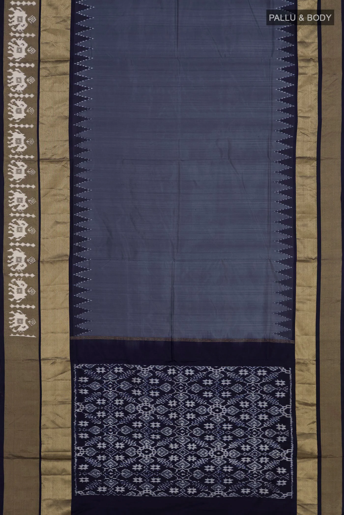 Grey Pochampally Silk Saree - Image 5