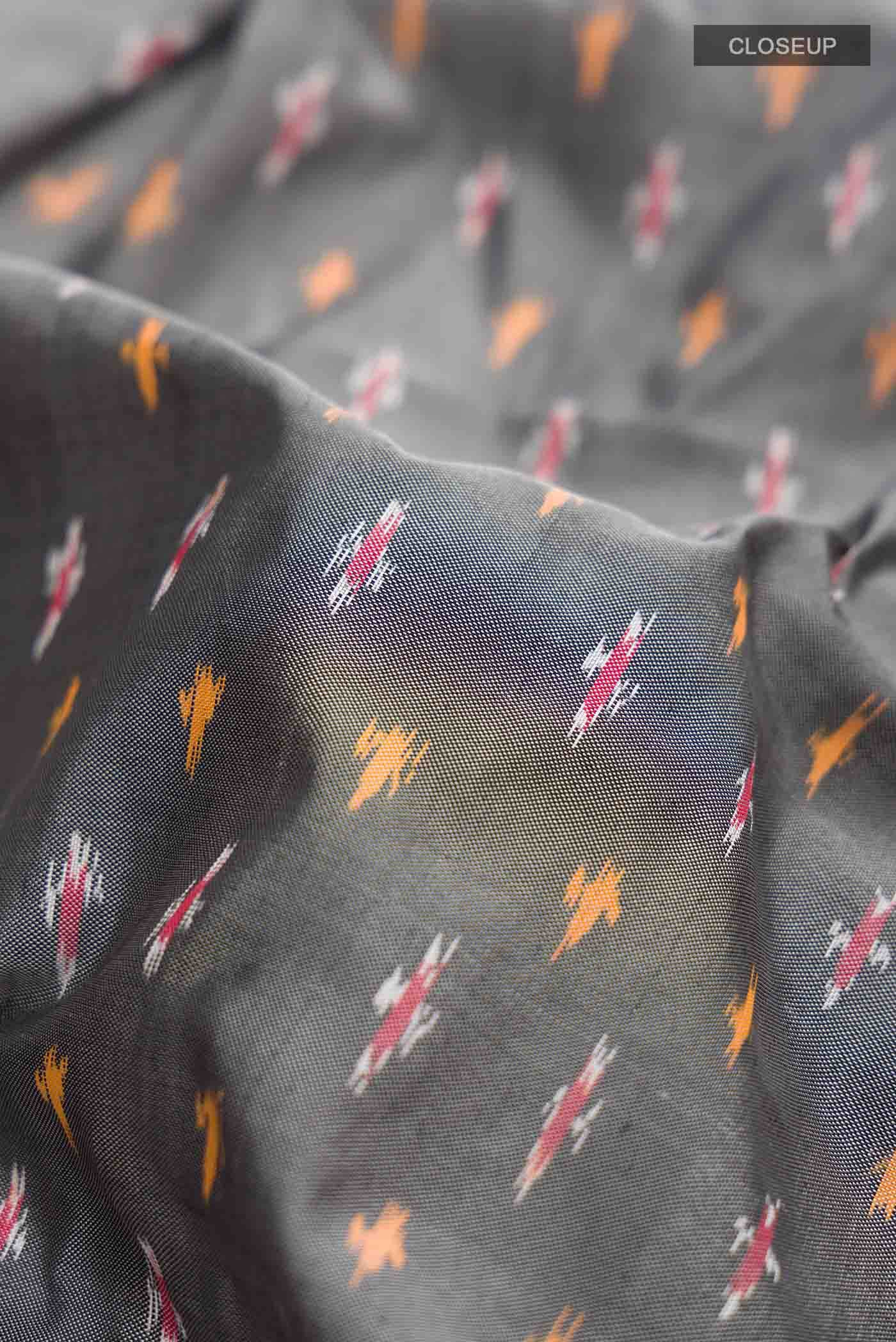 Grey Pochampally Silk Saree - Image 3