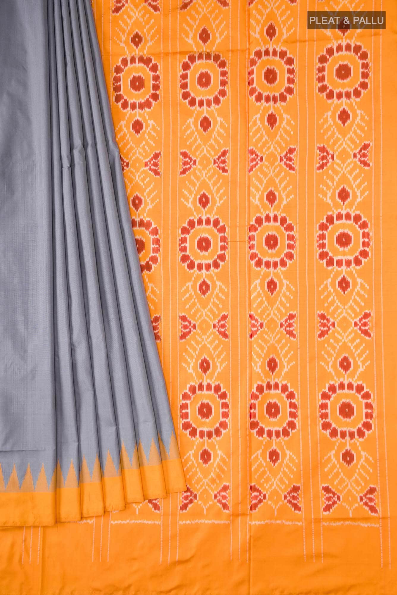 Grey Pochampally Silk Saree - Image 2