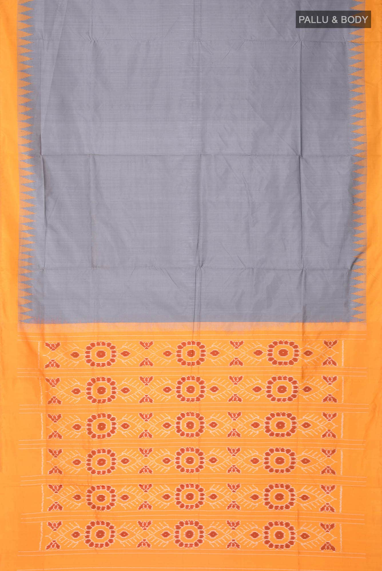 Grey Pochampally Silk Saree - Image 4