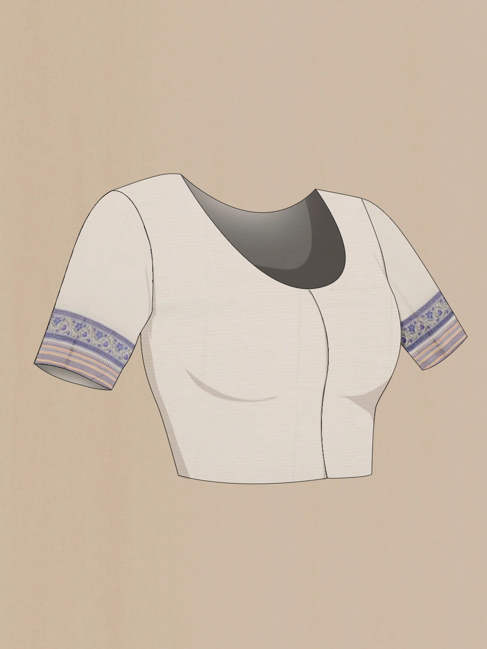 Cream Tussar Silk Saree - Image 4
