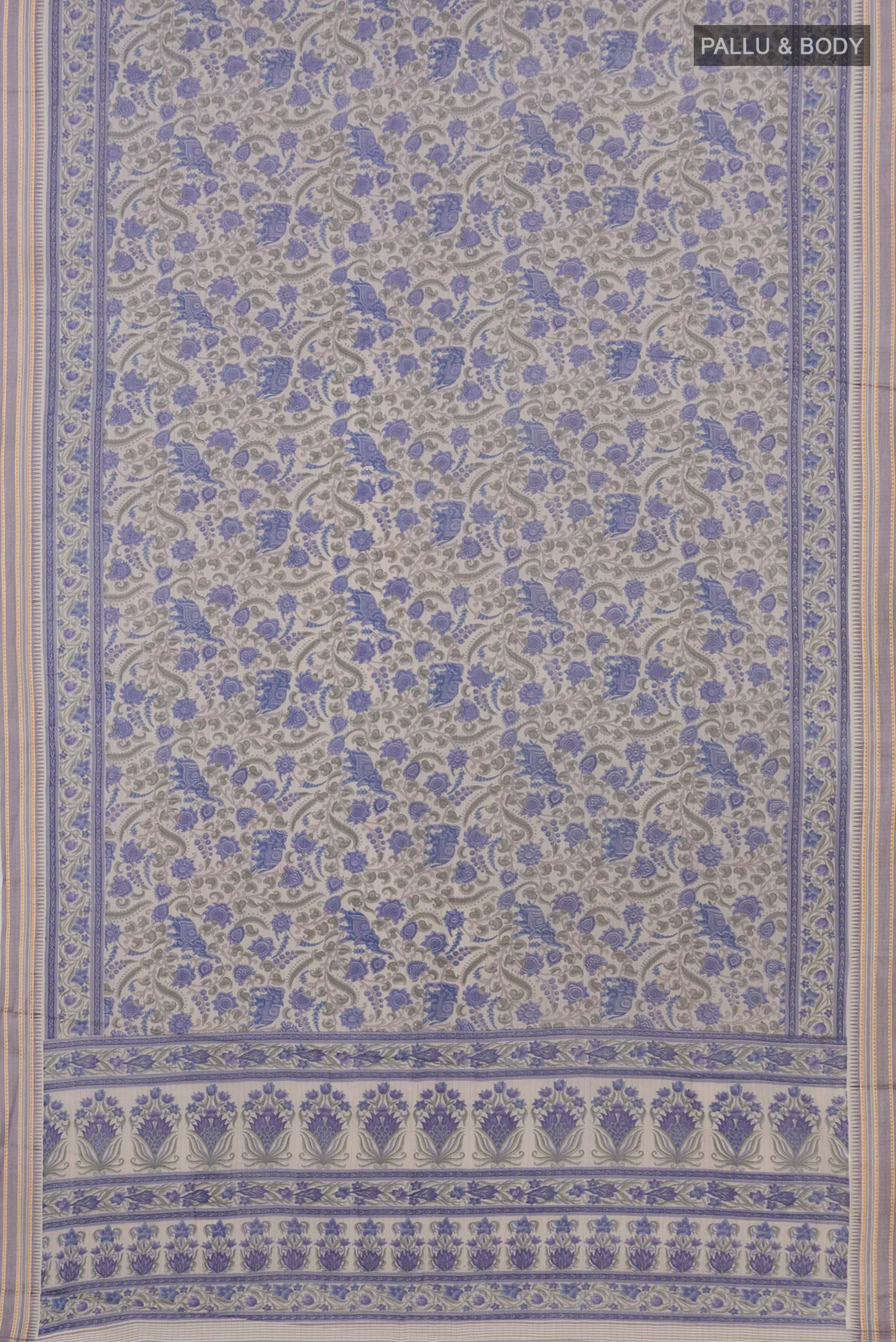 Cream Tussar Silk Saree - Image 5