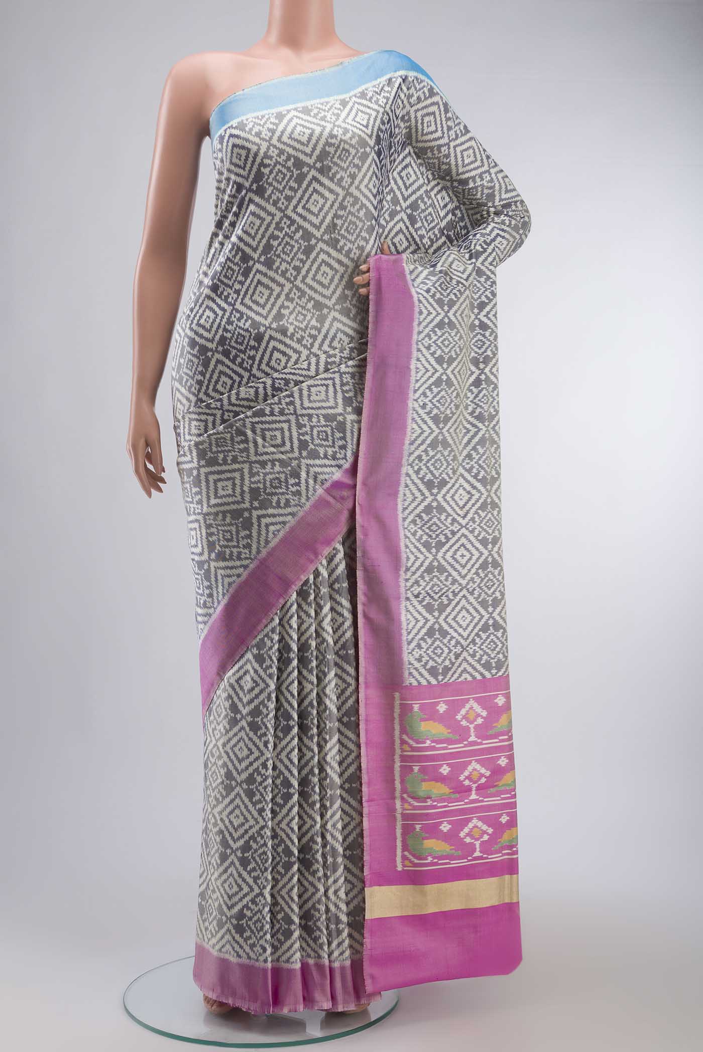 Grey Rajkot Patola Silk Saree
