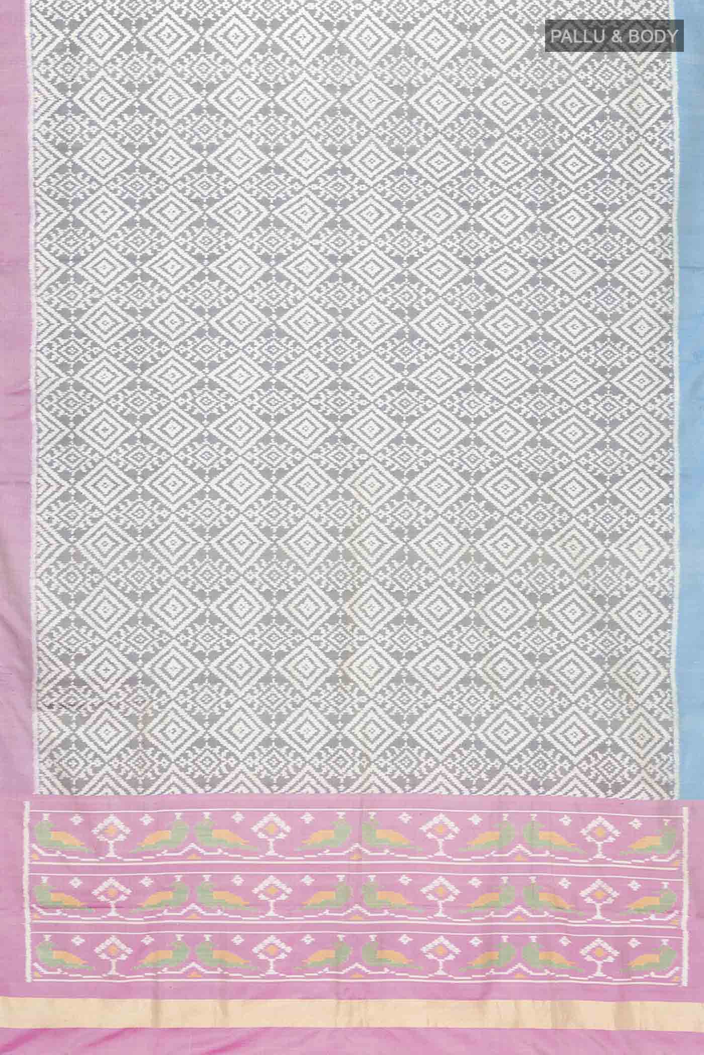 Grey Rajkot Patola Silk Saree - Image 6
