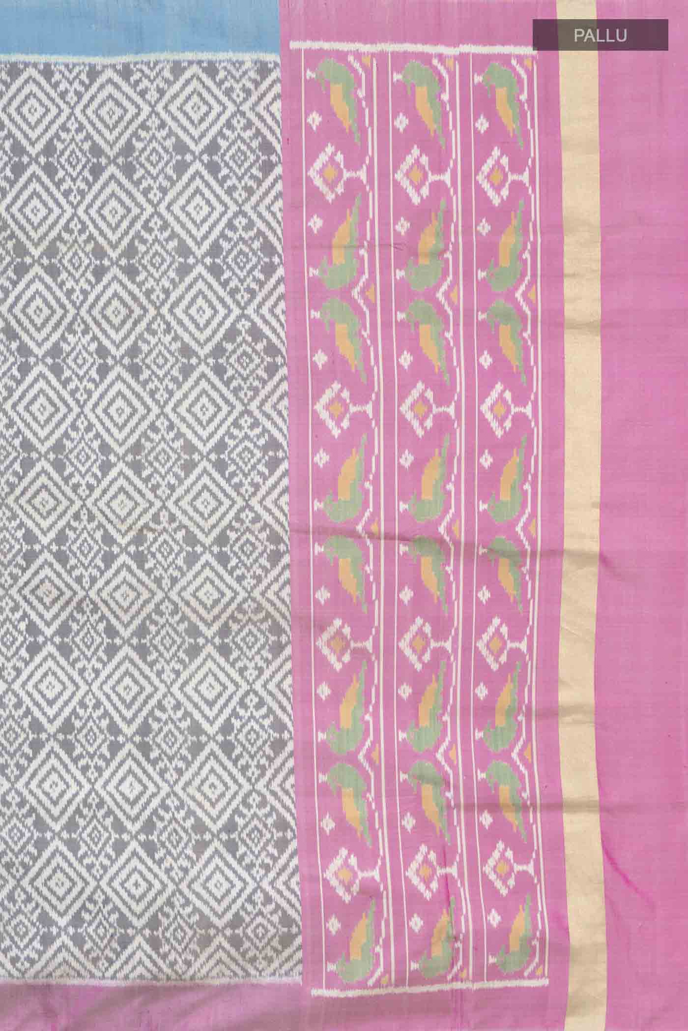 Grey Rajkot Patola Silk Saree - Image 7