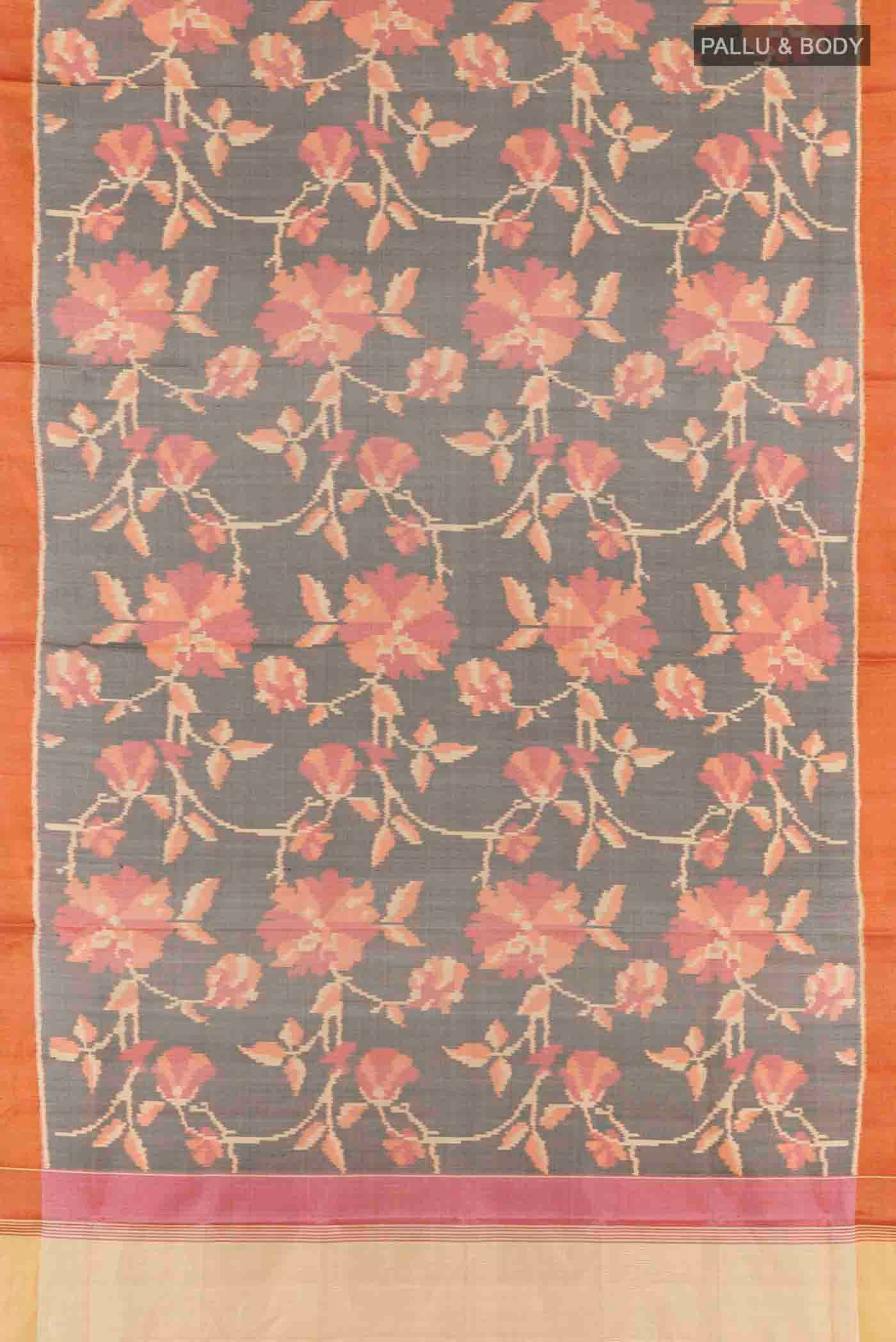 Grey Rajkot Patola Silk Saree - Image 6