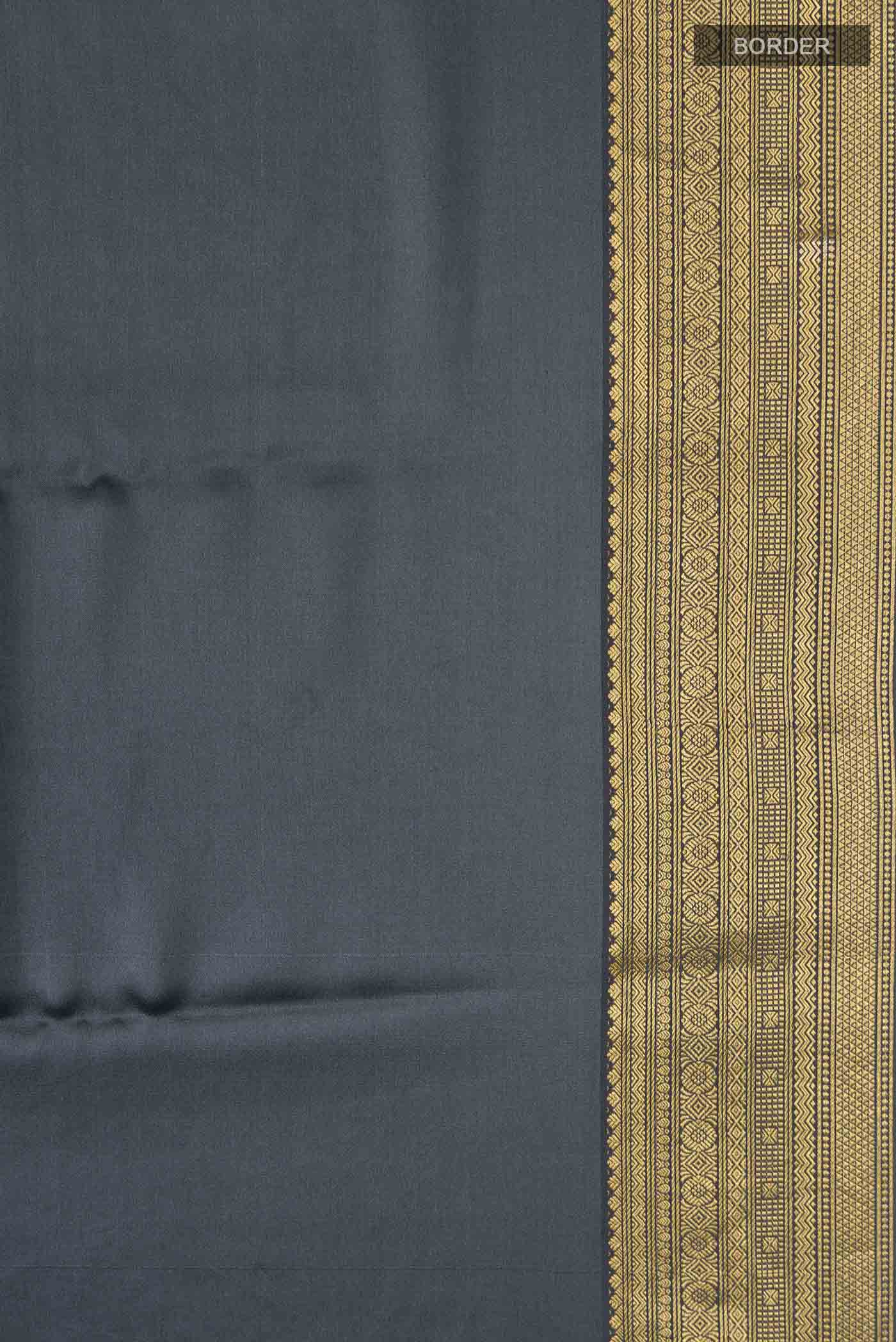 Grey Satin Silk Saree - Image 3