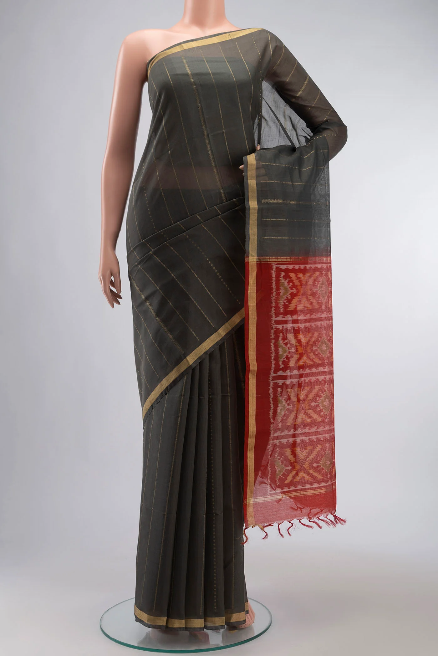 Grey Silk Cotton Saree