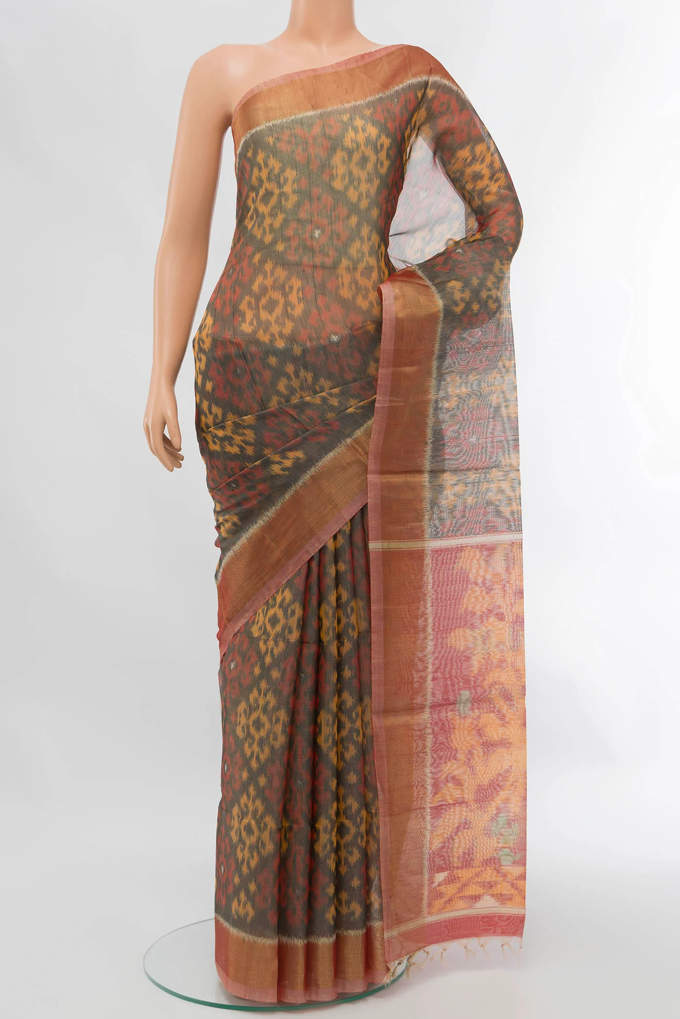 Grey Silk Cotton Saree