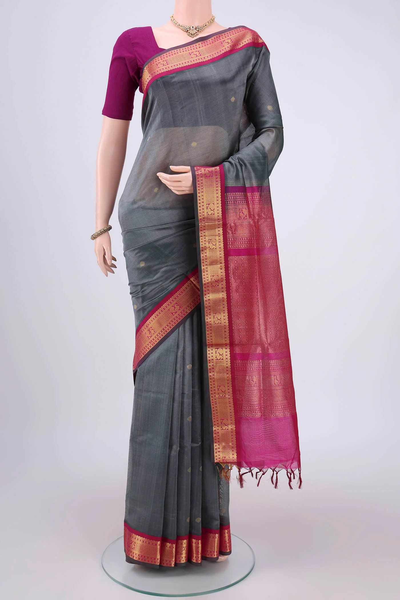 Grey Silk Cotton Saree