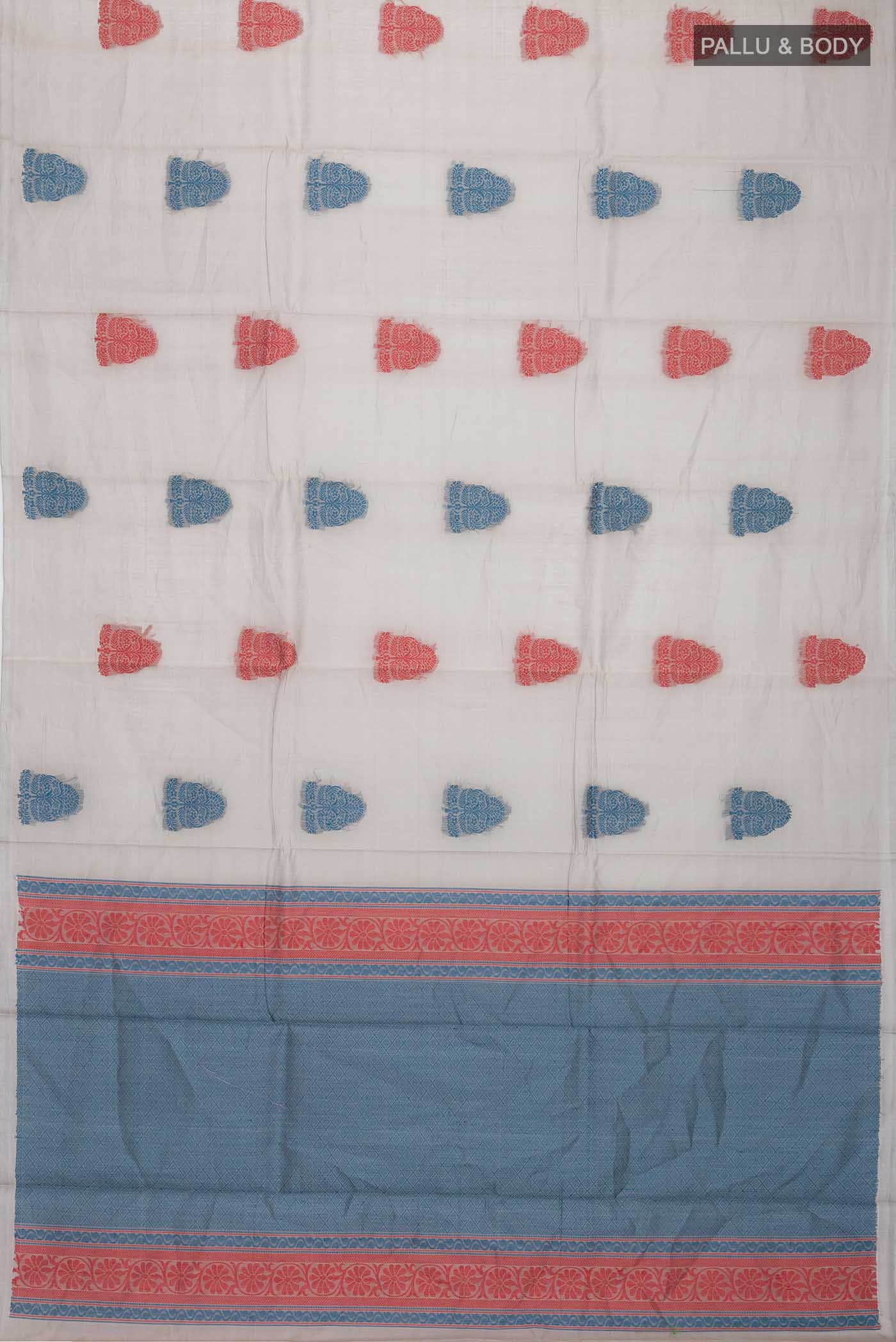 Grey Silk Cotton Saree - Image 2