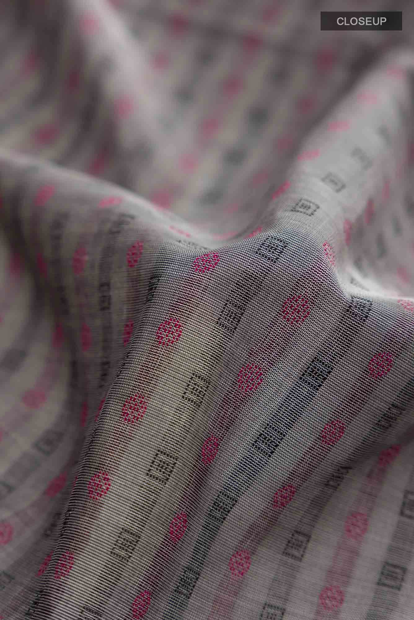 Grey Silk Cotton Saree - Image 2