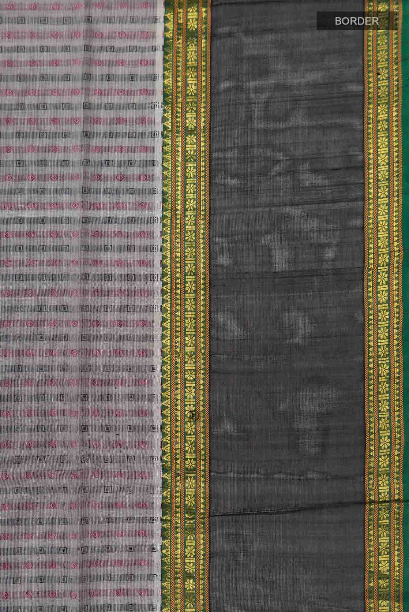 Grey Silk Cotton Saree - Image 4