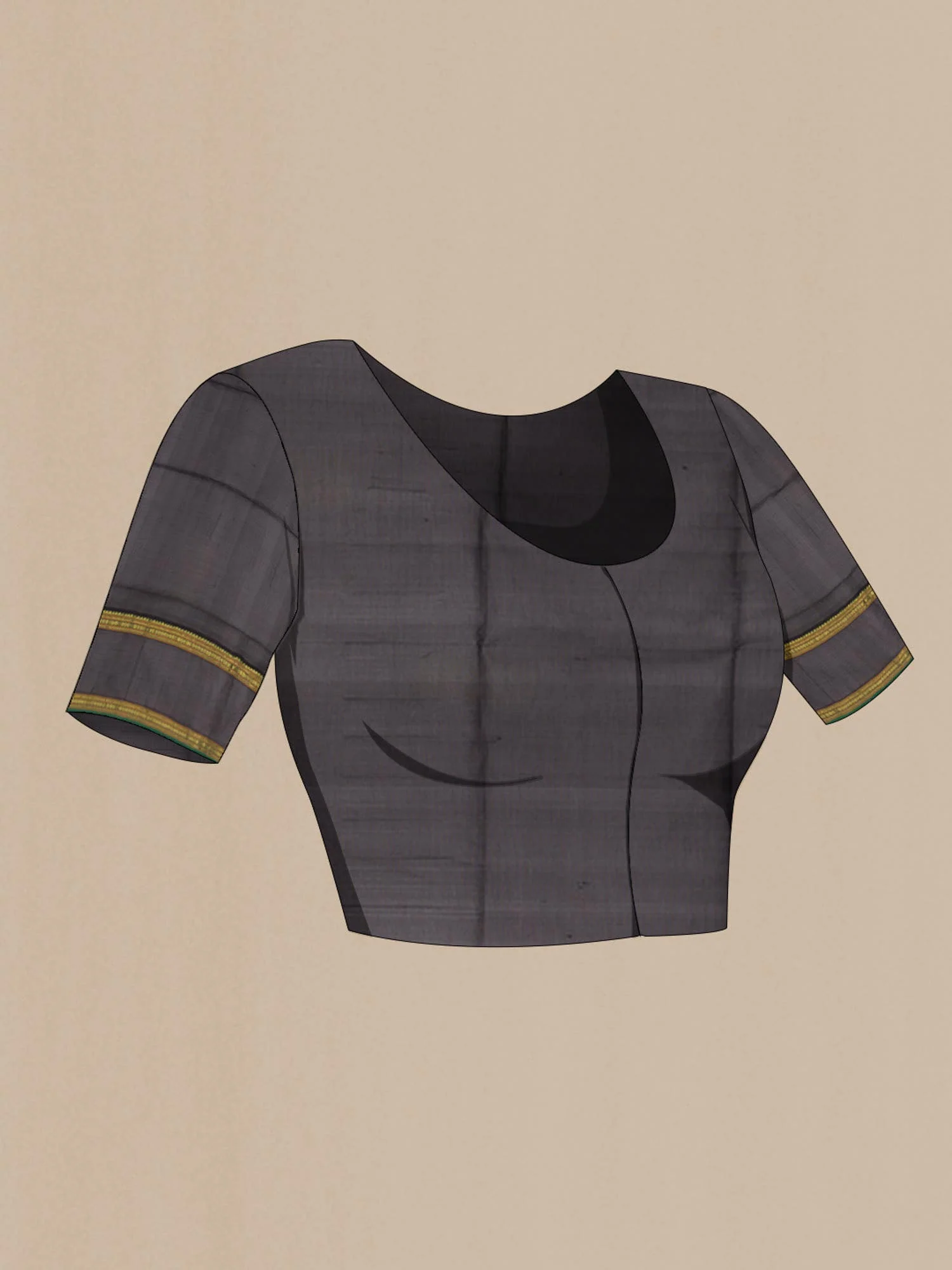 Grey Silk Cotton Saree - Image 5