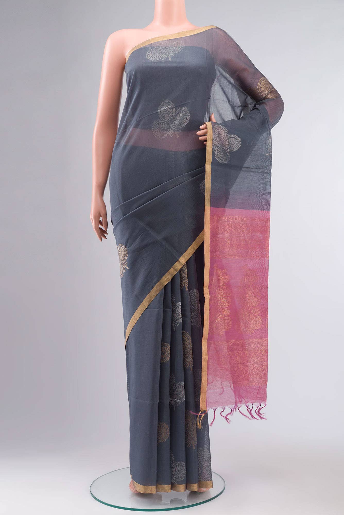 Grey Silk Cotton Saree
