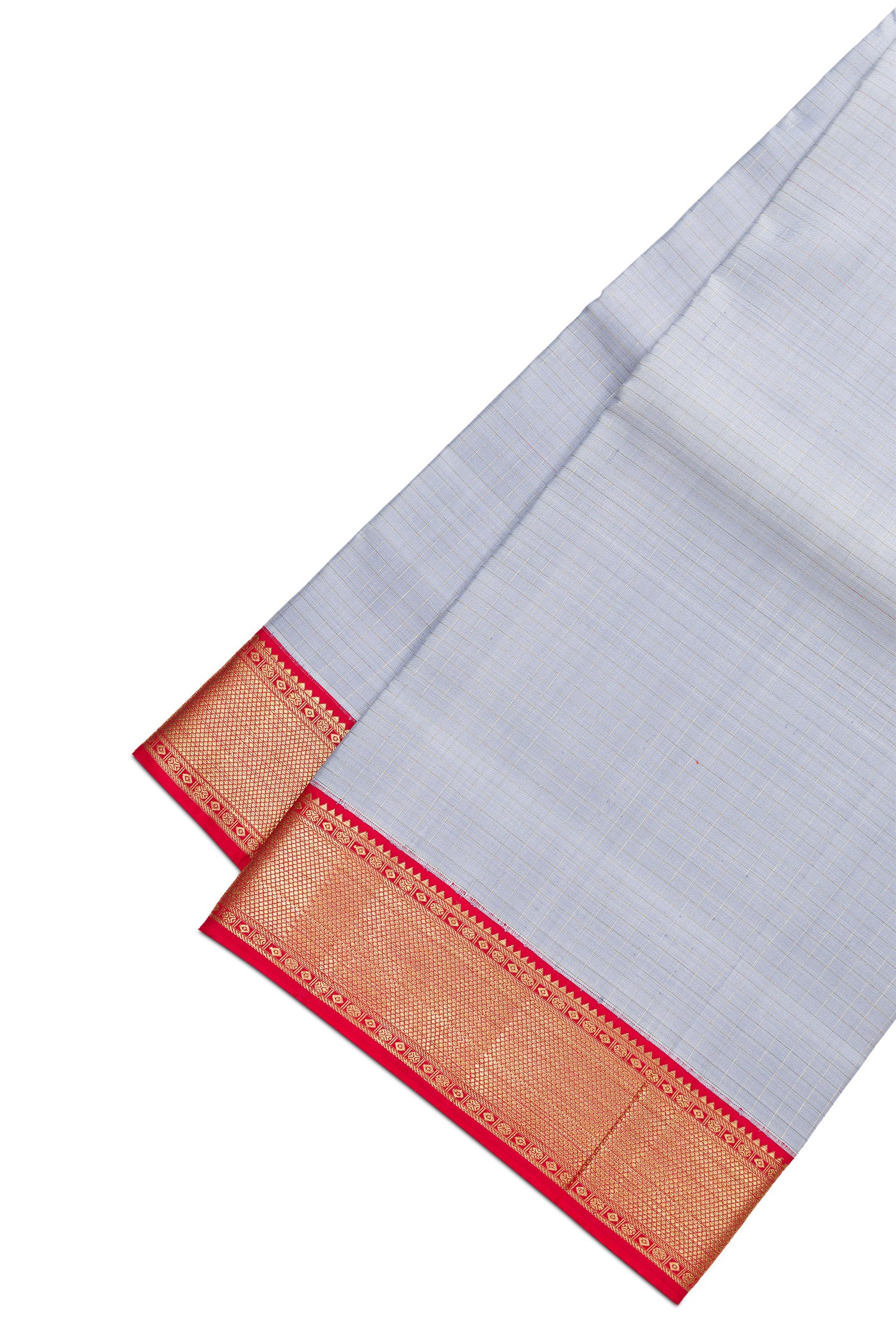 Light Blue Silk Dhoti With Angavastram (9X 5) Muzham
