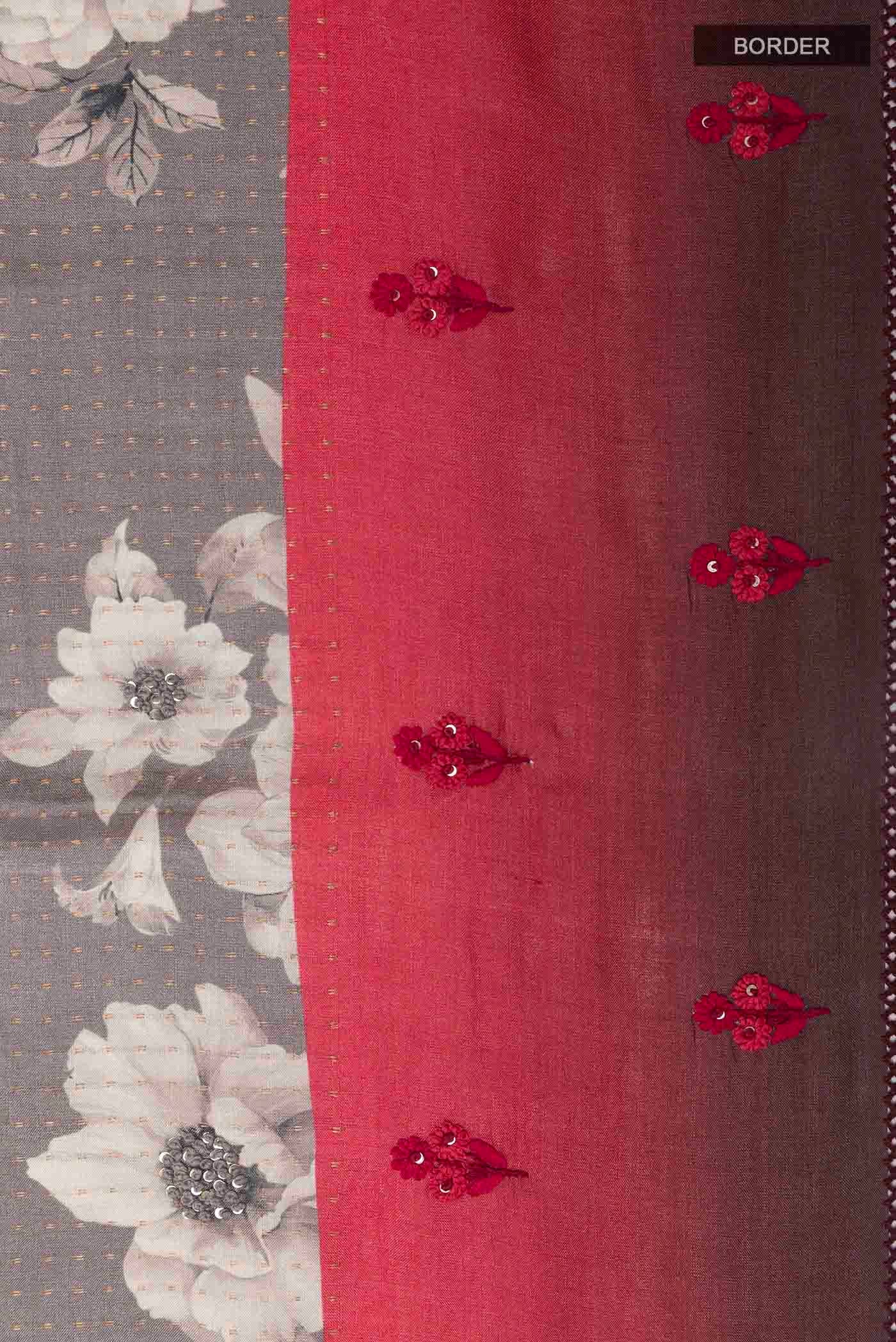 Grey Tussar Saree - Image 3