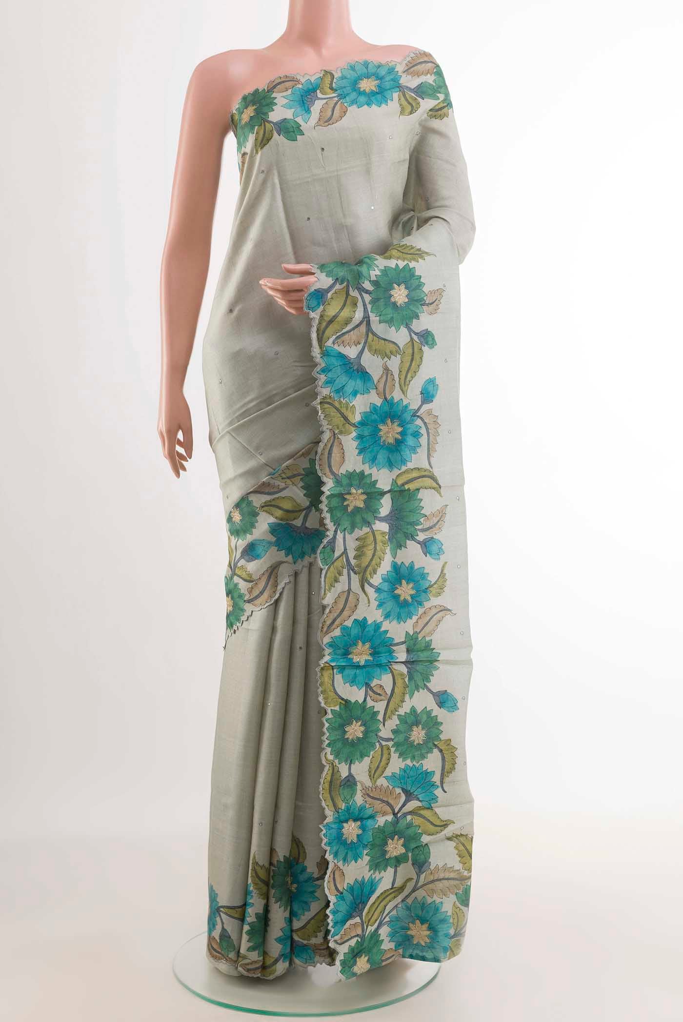Grey Tussar Saree