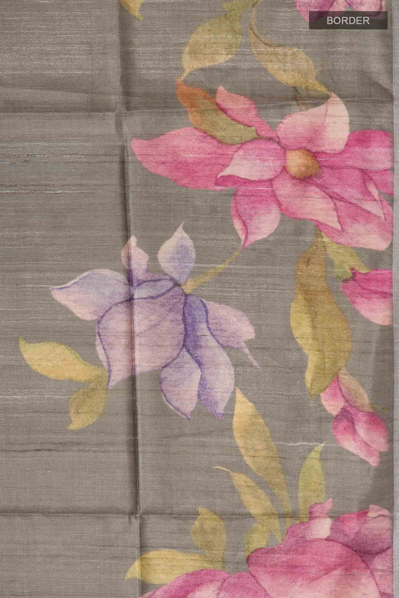 Grey Tussar Saree - Image 3