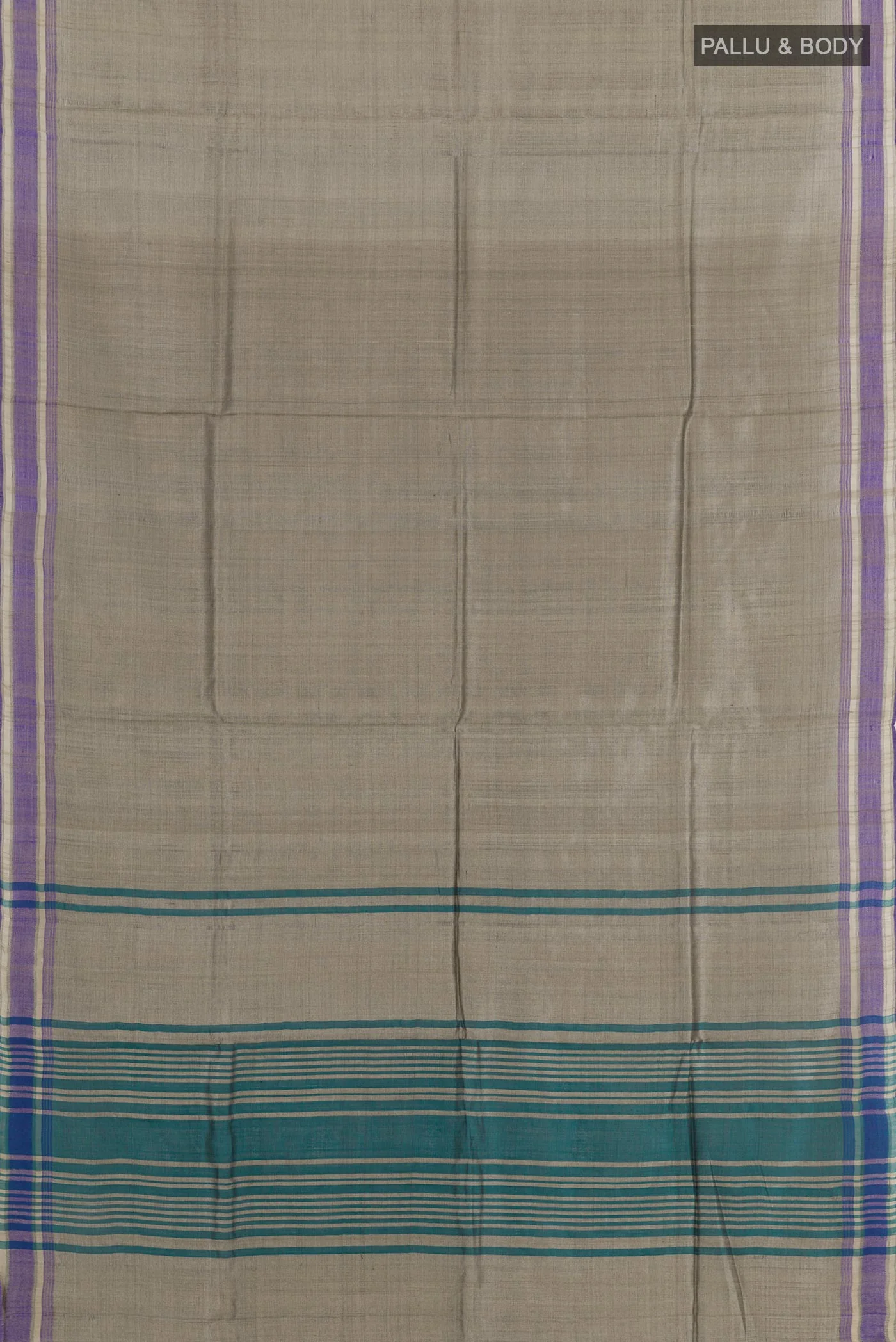Grey Tussar Silk Saree - Image 3