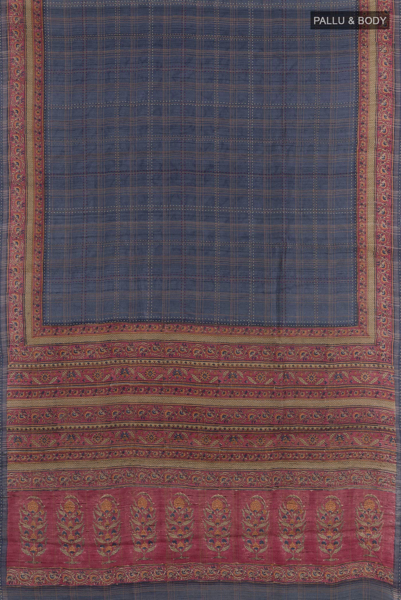 Grey Tussar Silk Saree - Image 3