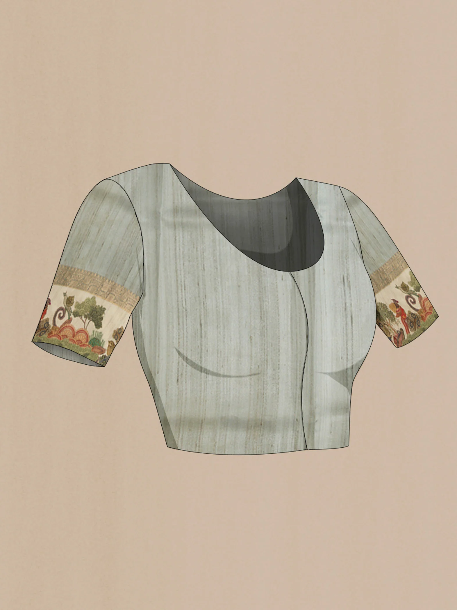Grey Tussar Silk Saree - Image 5
