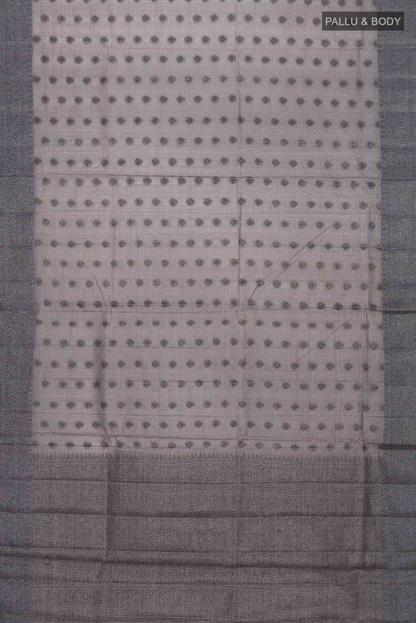 Grey Tussar Silk Saree - Image 5