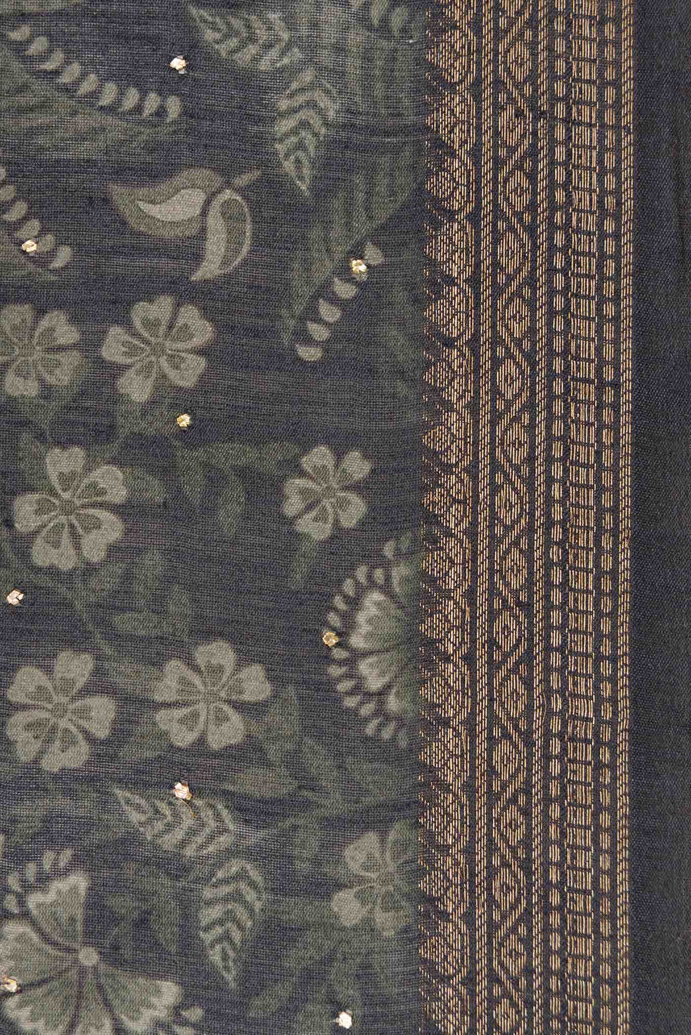Grey Tussar Silk Saree - Image 3