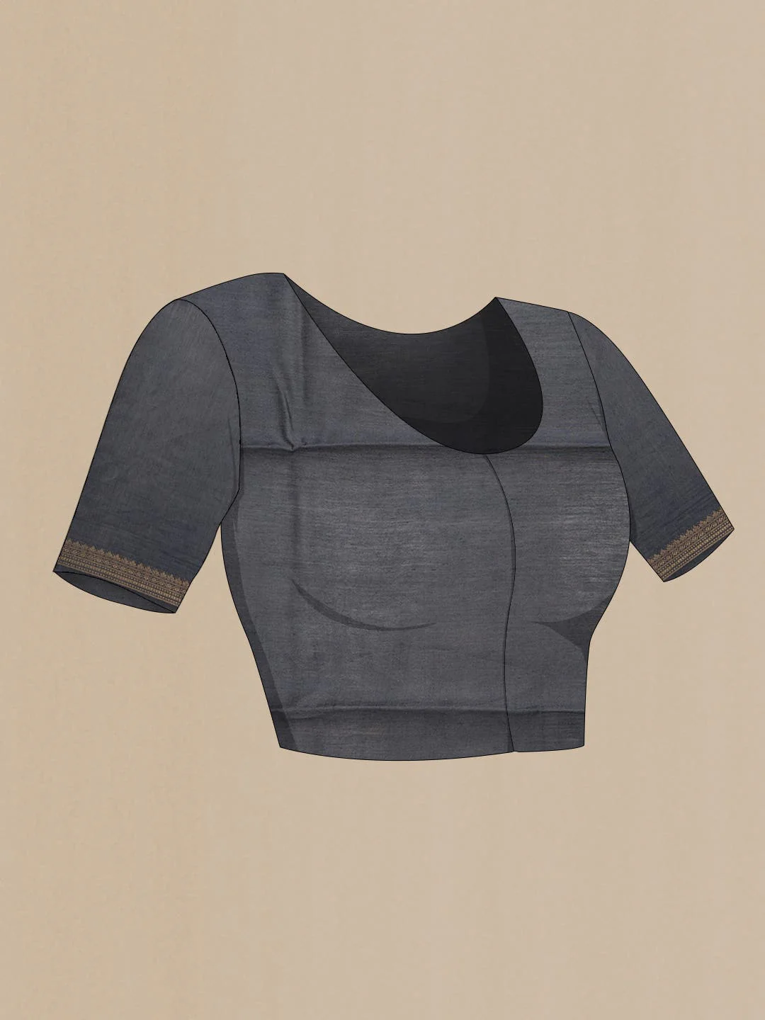 Grey Tussar Silk Saree - Image 4