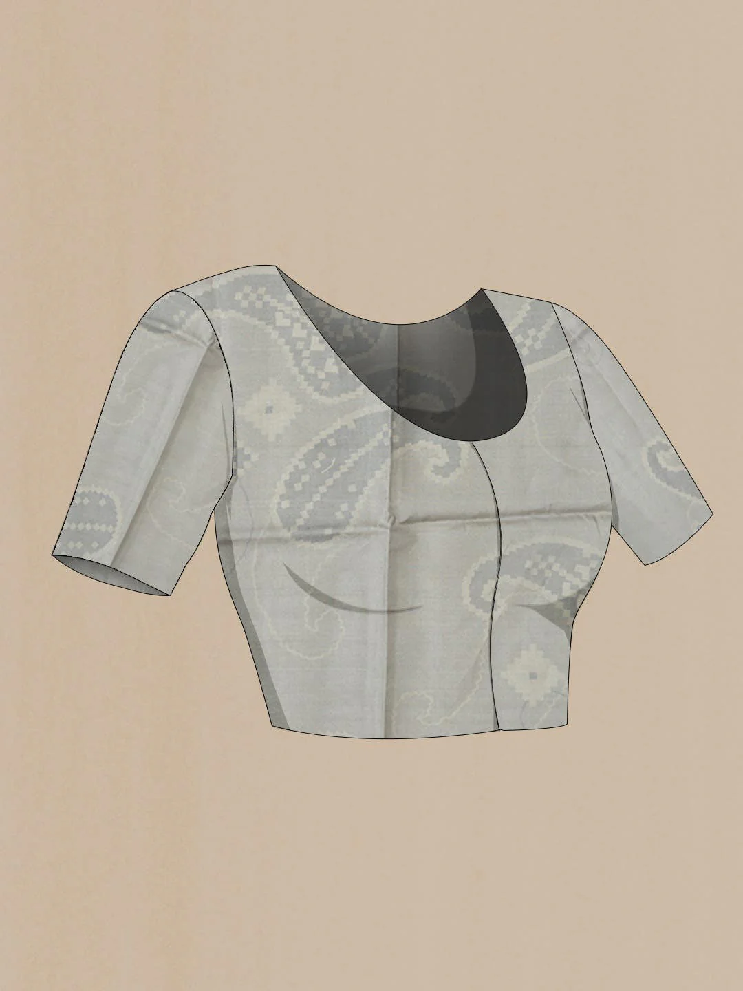 Grey Tussar Silk Saree - Image 5