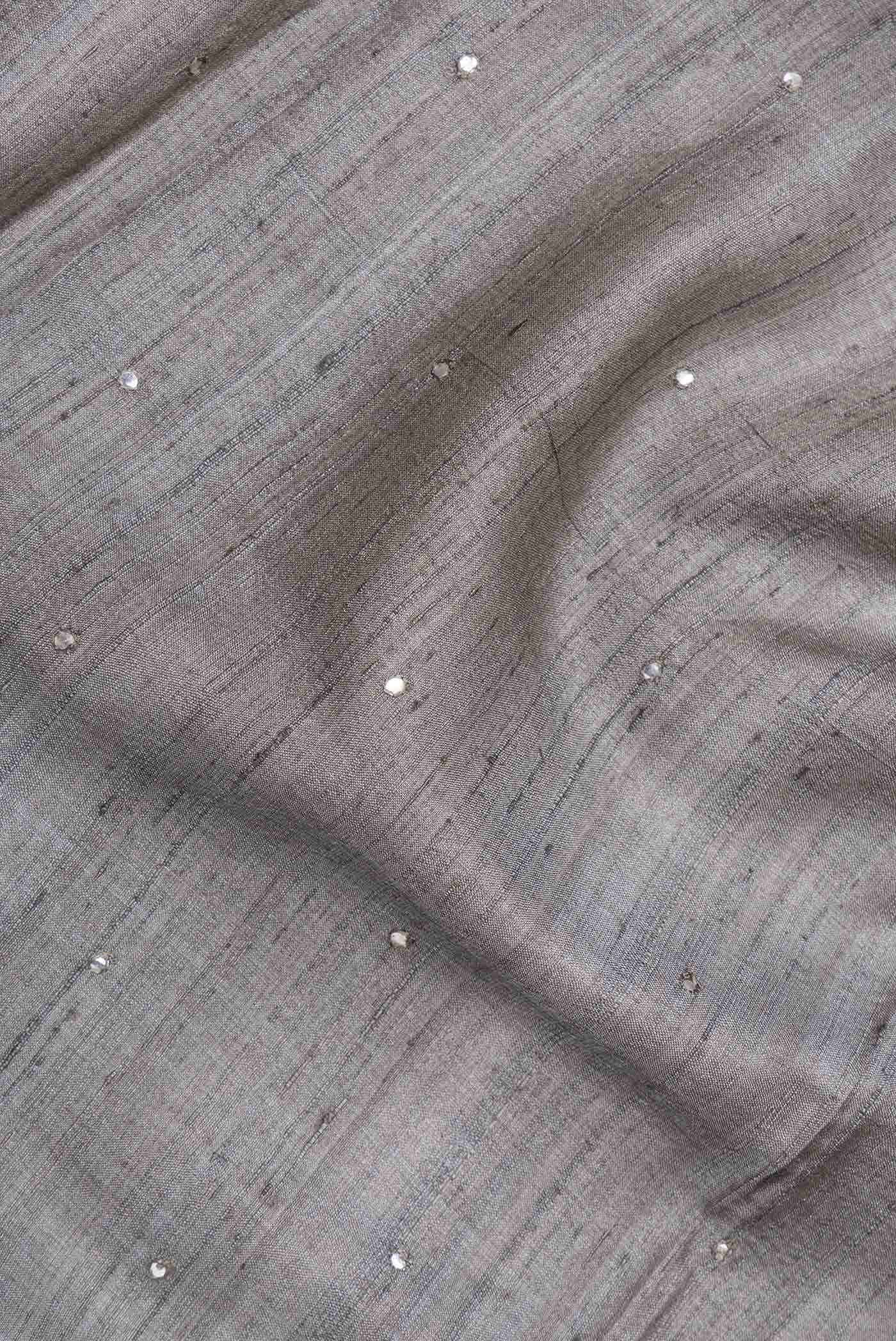 Grey Tussar Silk Saree - Image 3