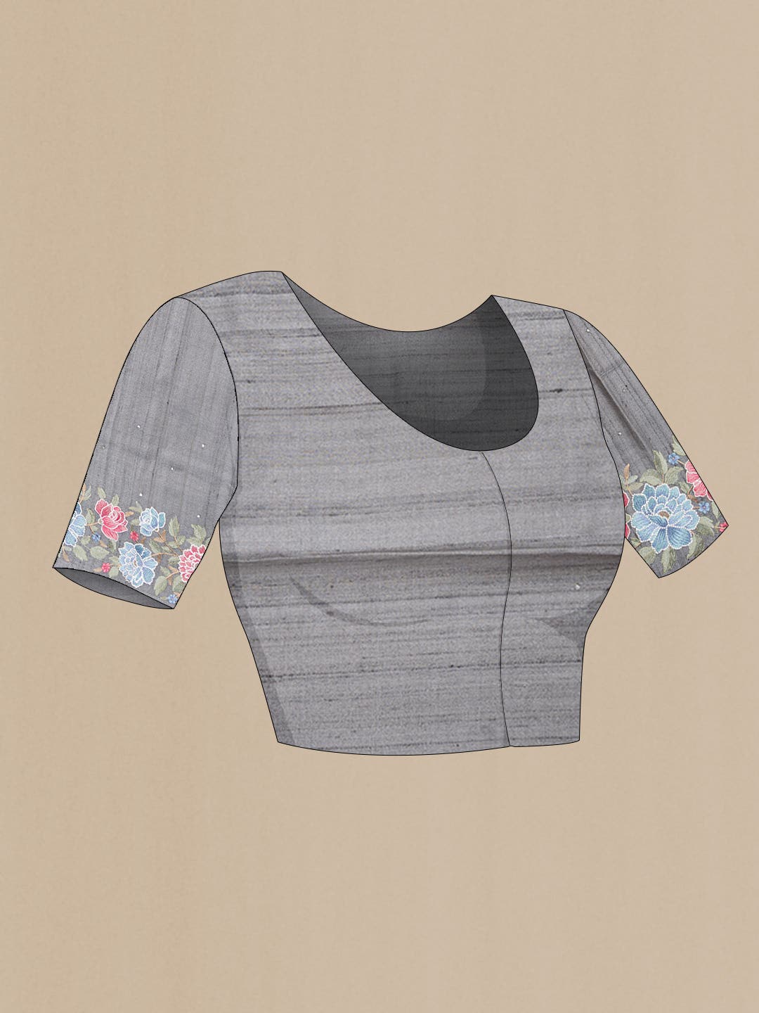 Grey Tussar Silk Saree - Image 6