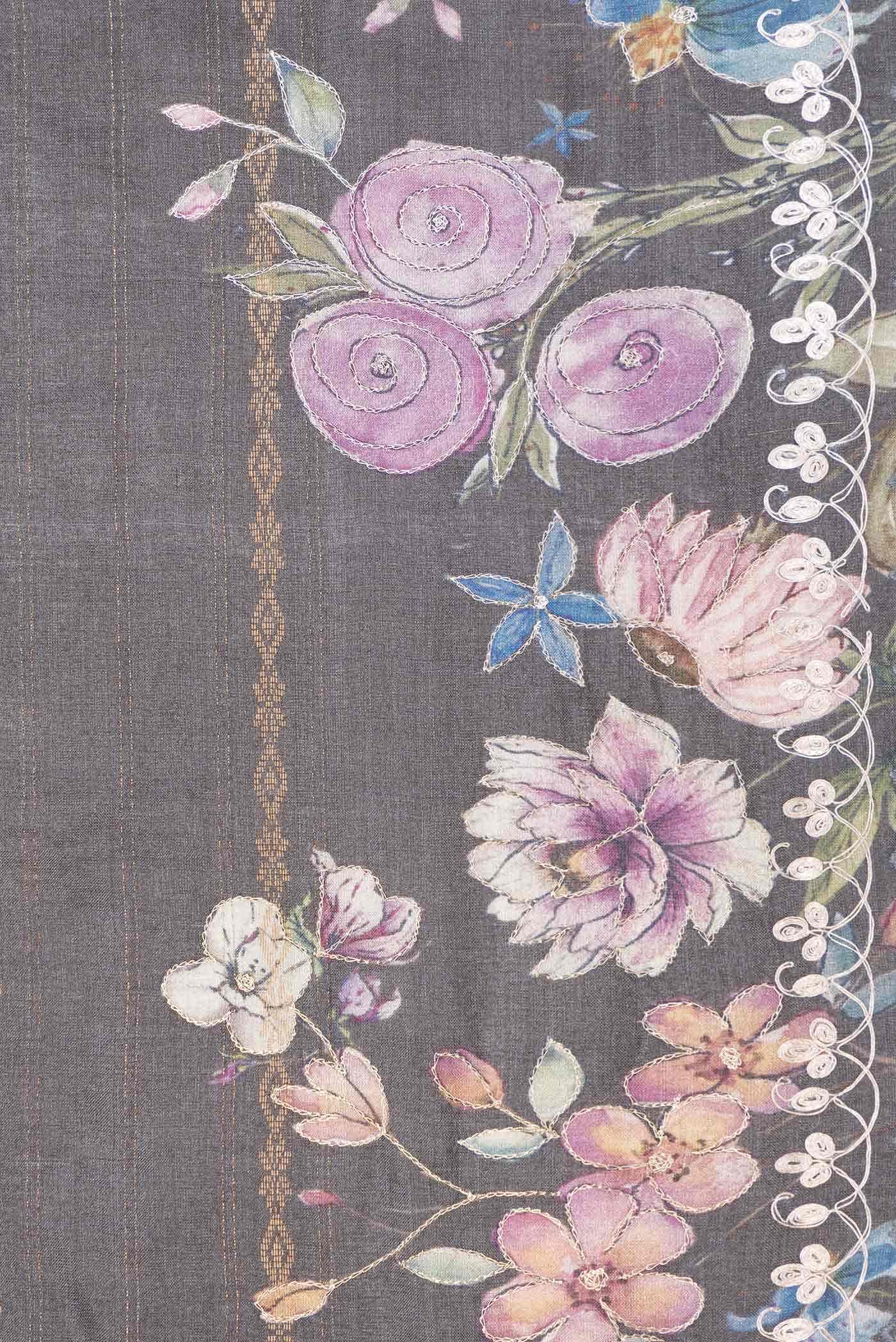 Grey Tussar Silk Saree - Image 5