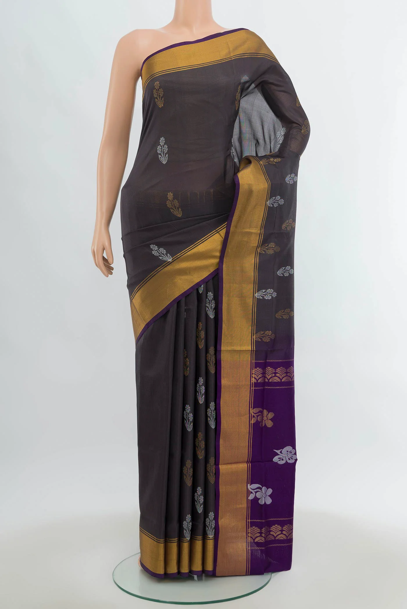 Grey Uppada Silk Saree
