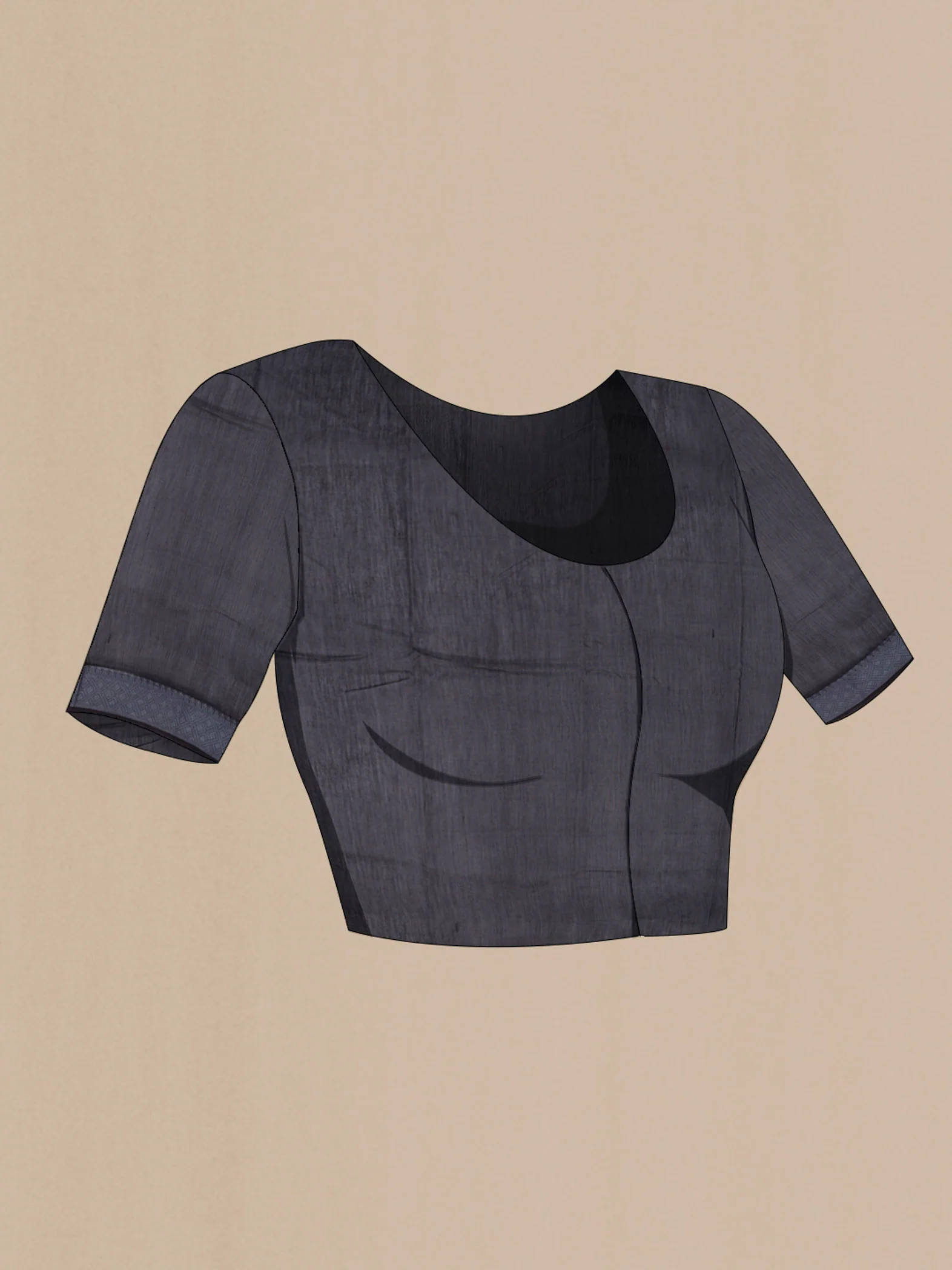 Grey with Beige Silk Cotton Saree - Image 2