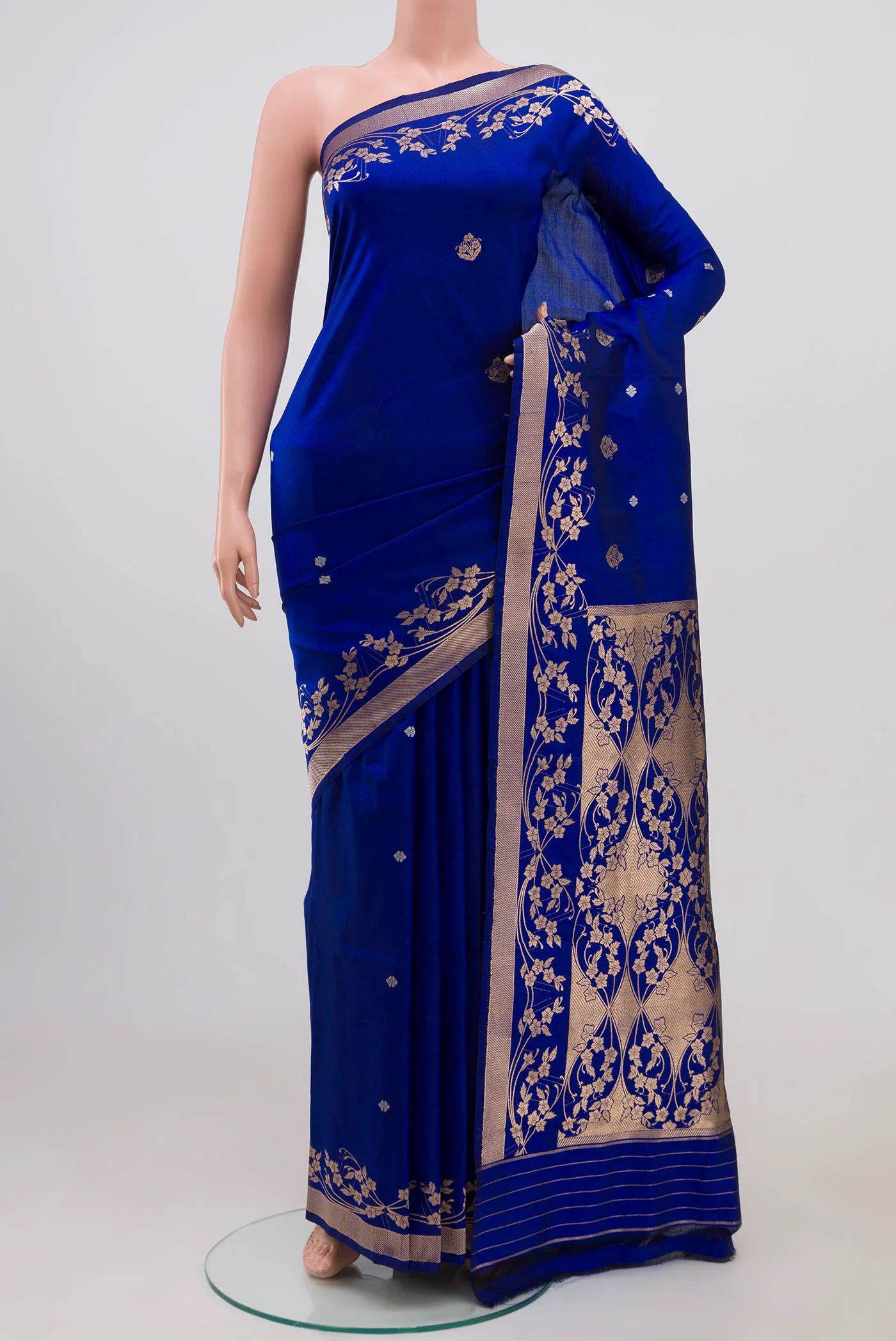 Gul- Royal Blue Banarasi Katan Silk Saree - Image 2