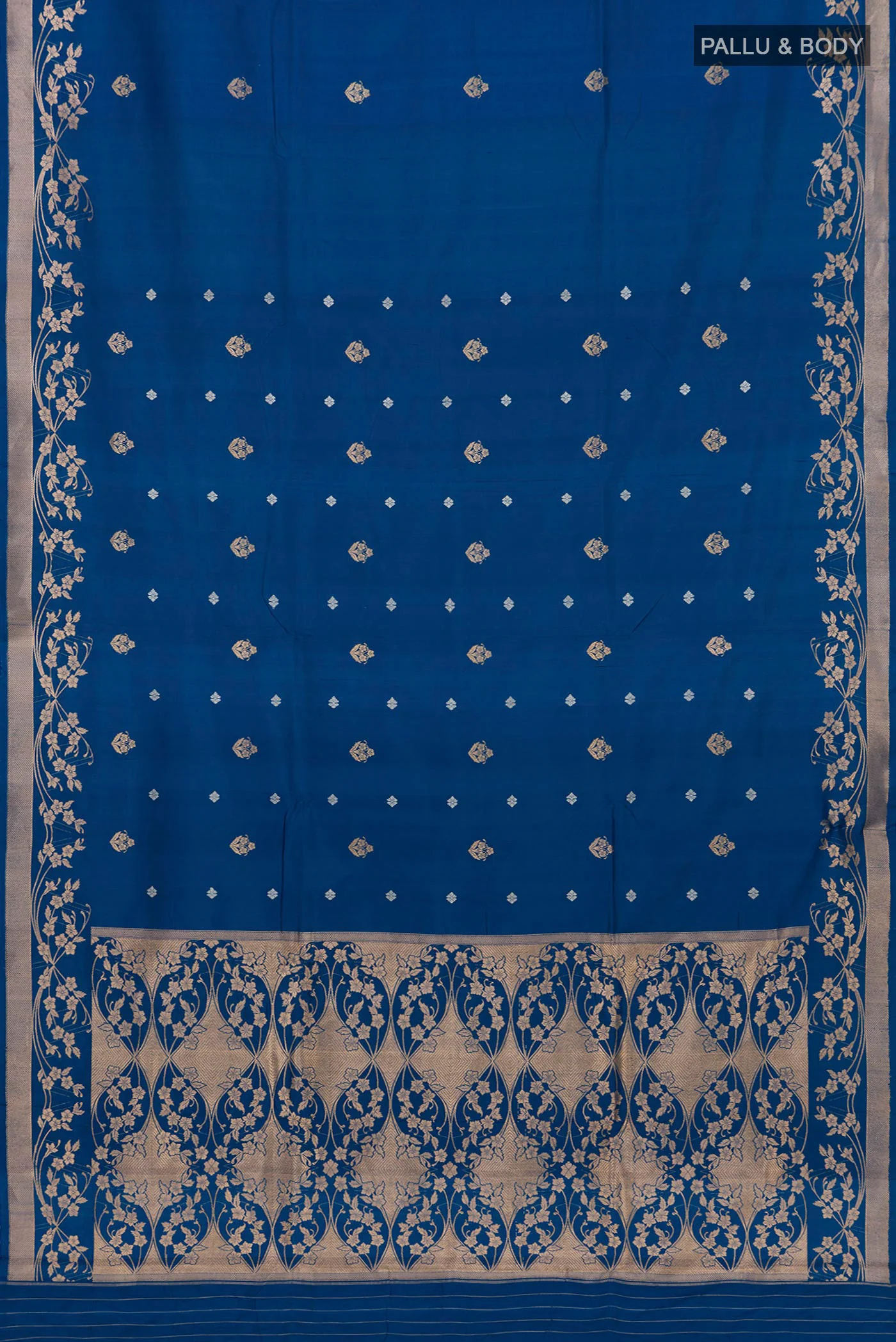 Gul- Teal Blue Banarasi Katan Silk Saree - Image 7