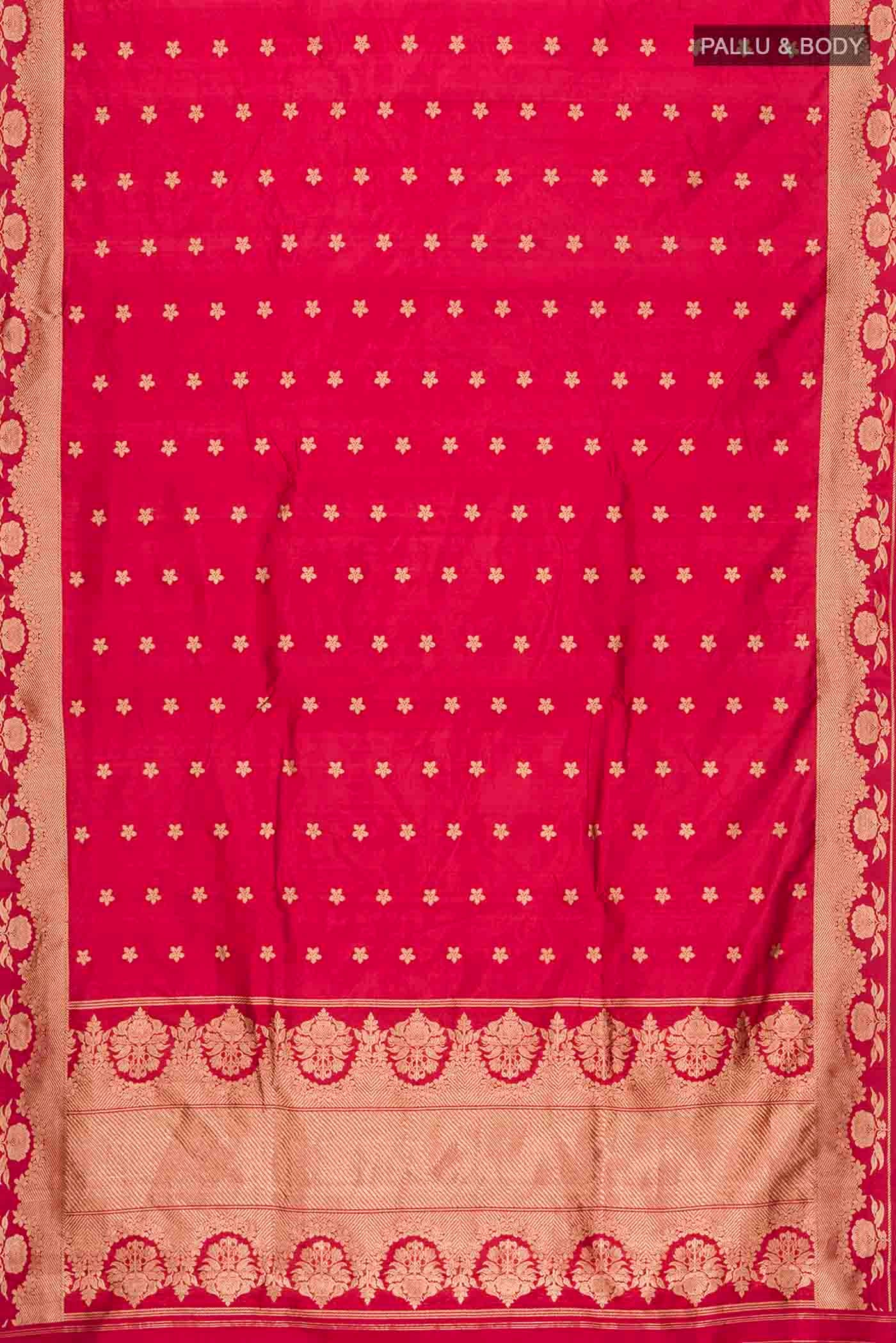 Gulal-Maroon Banarasi Katan Silk Saree - Image 4