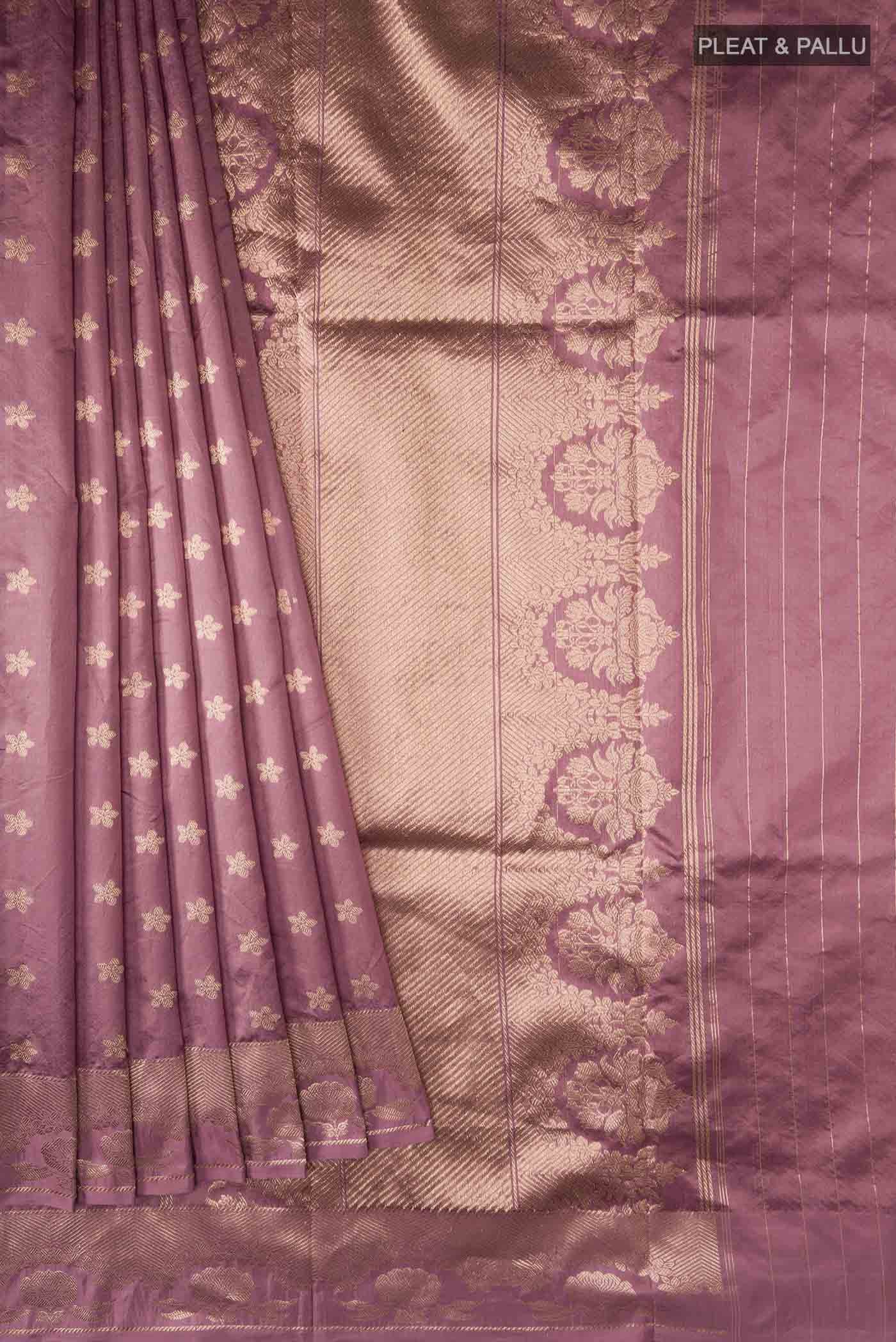 Gulal-Mauve Banarasi Katan Silk Saree - Image 2