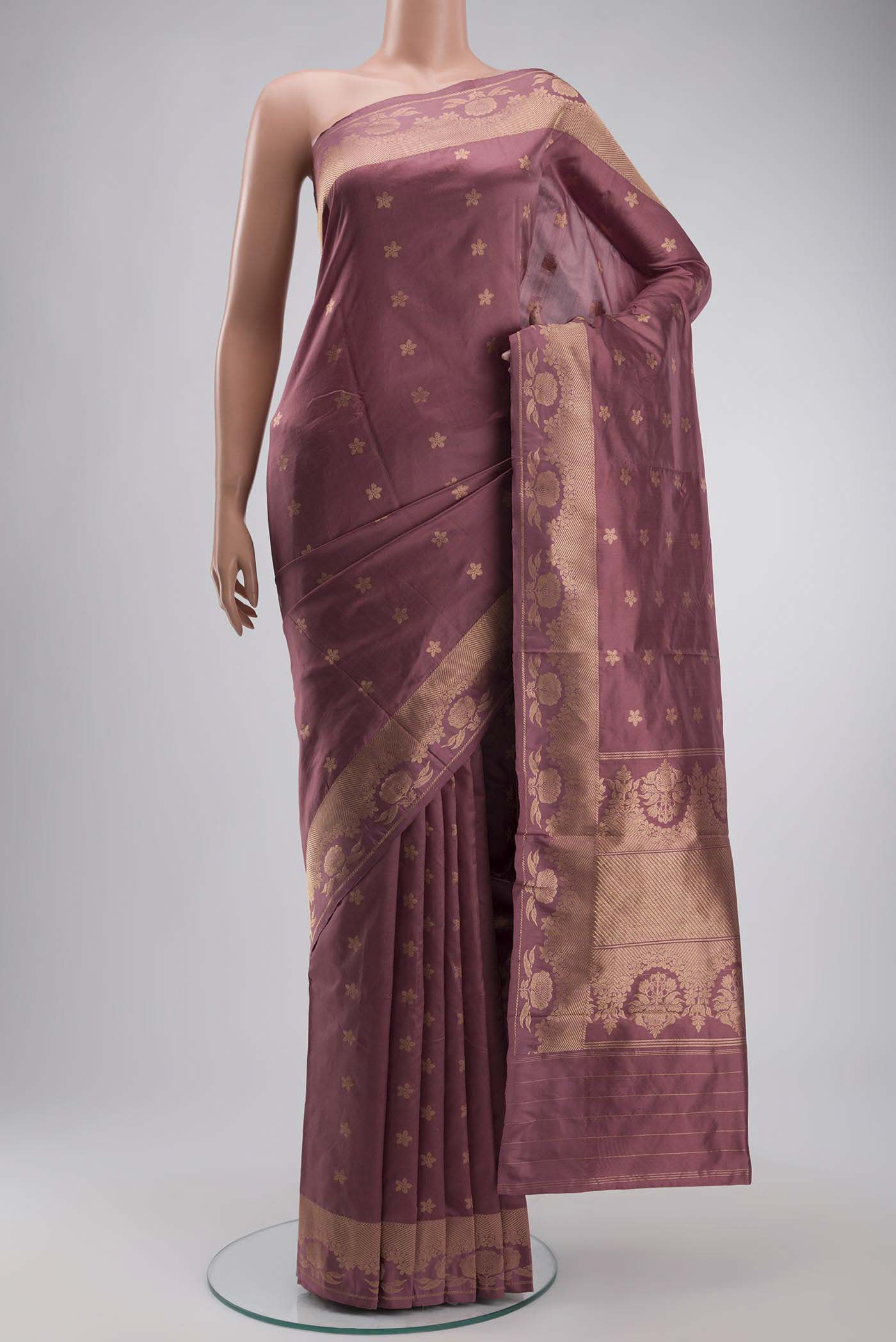 Gulal-Mauve Banarasi Katan Silk Saree - Image 3