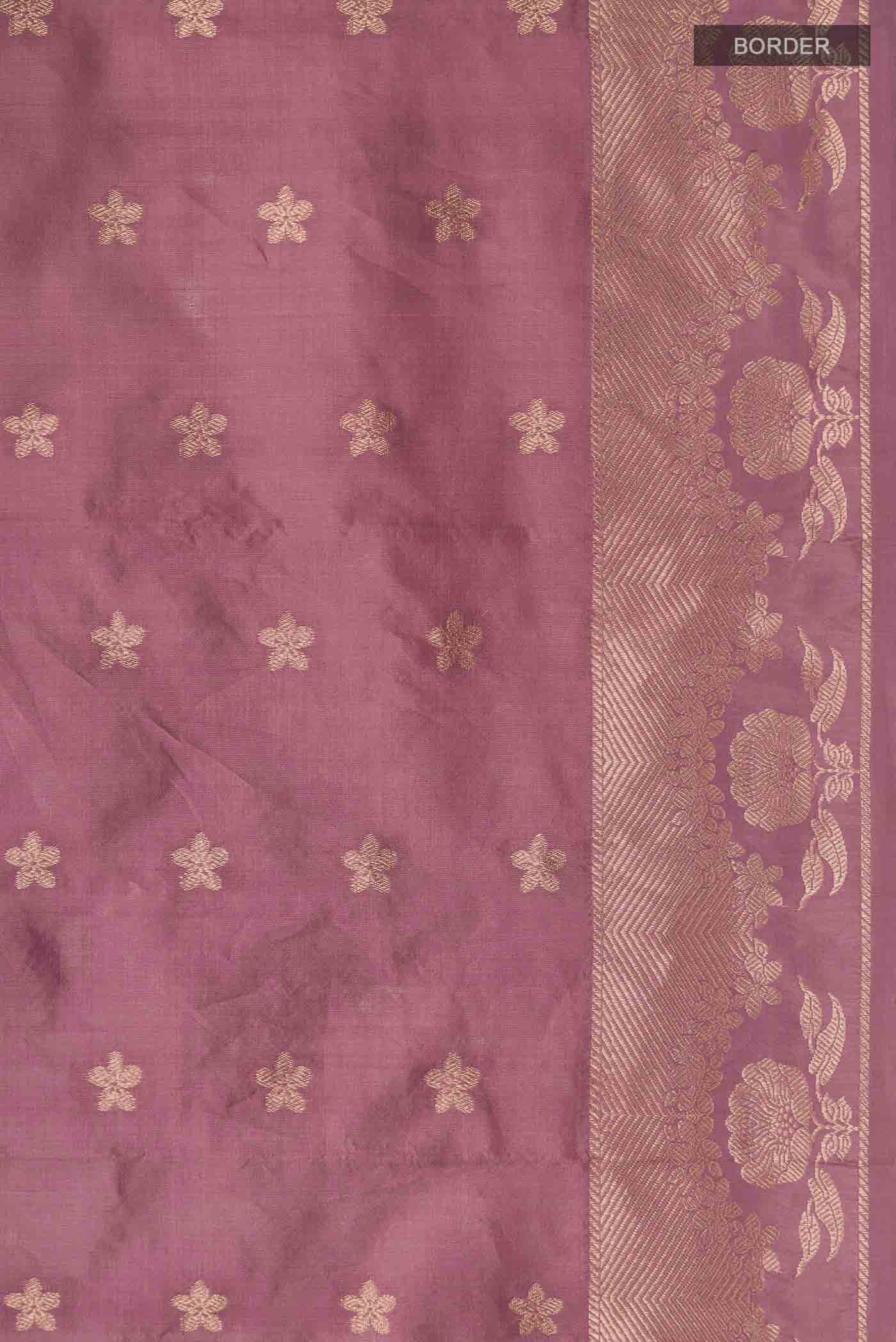 Gulal-Mauve Banarasi Katan Silk Saree - Image 4