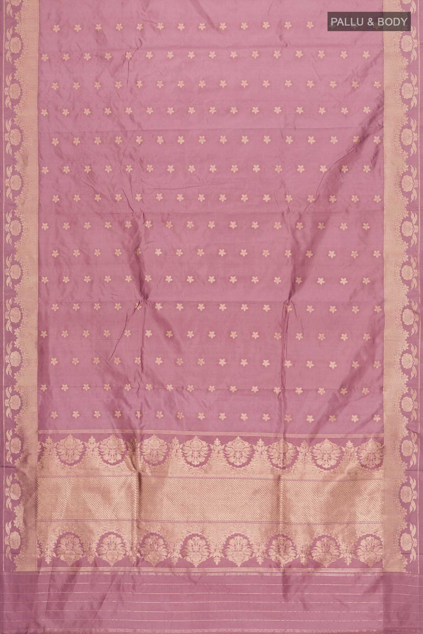 Gulal-Mauve Banarasi Katan Silk Saree - Image 5