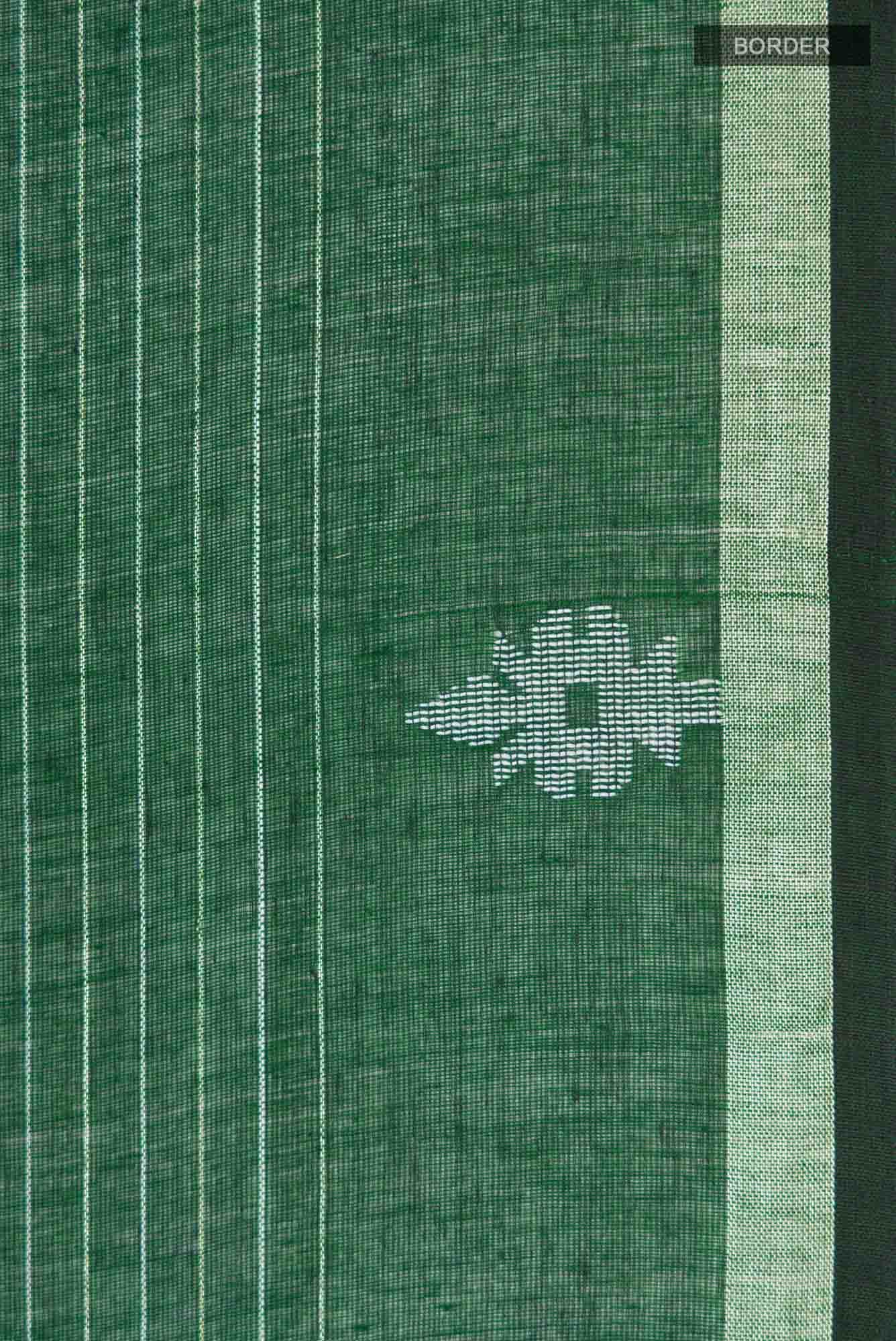 Haimanti-Bottle Green Bengal Cotton Saree - Image 5